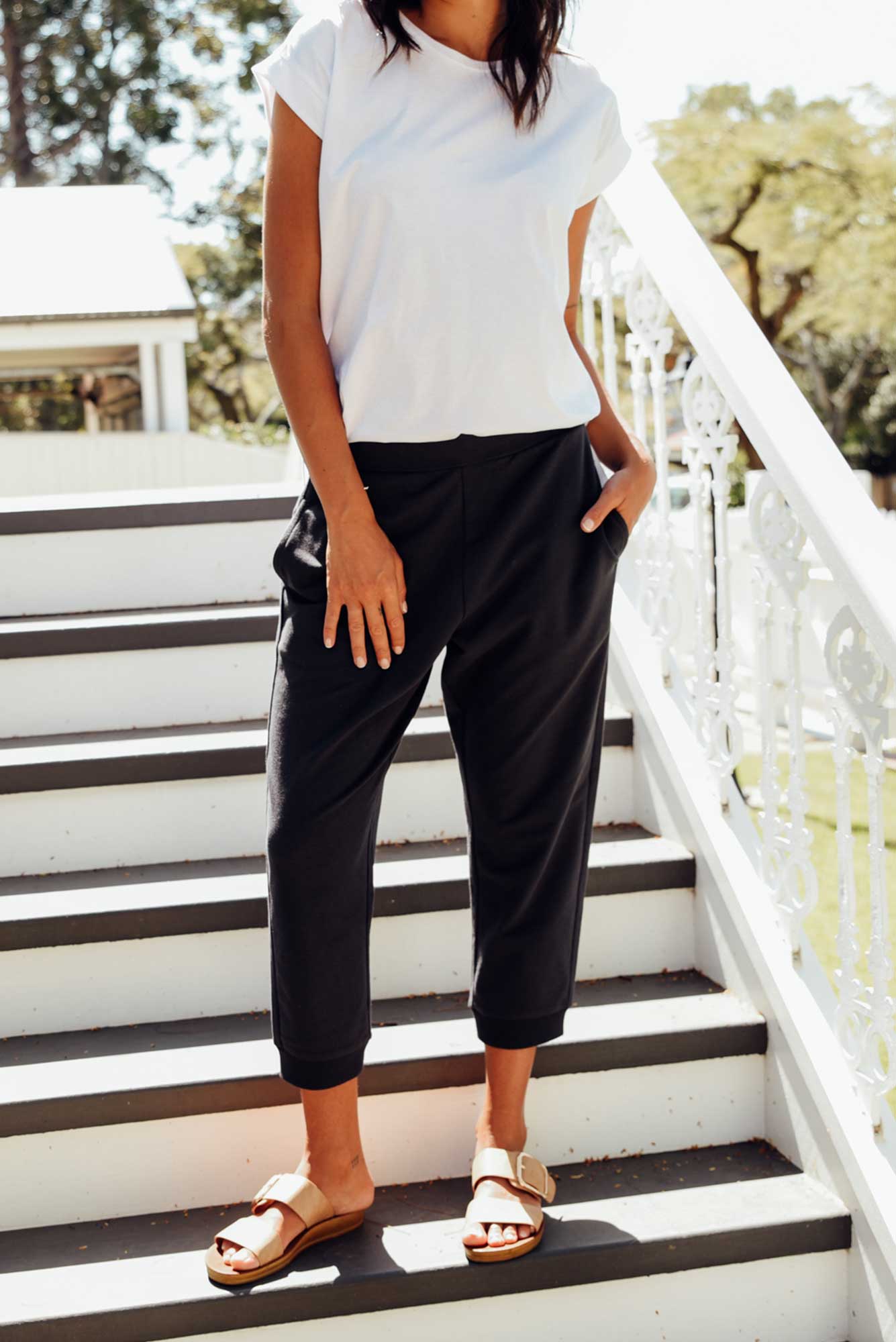 Tasha Charcoal Cotton Blend Jogger Pant