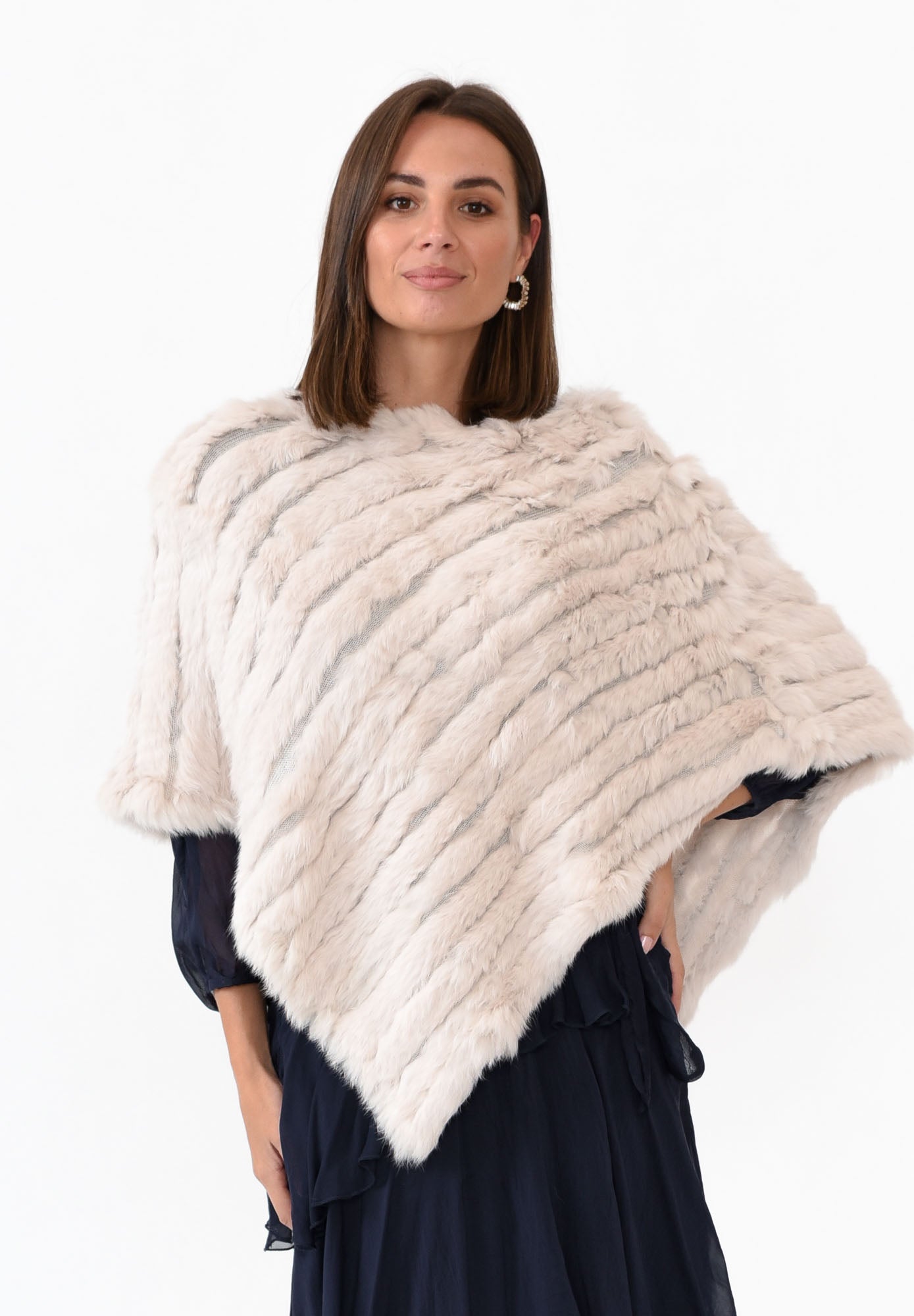 Greer Cream Fur Poncho