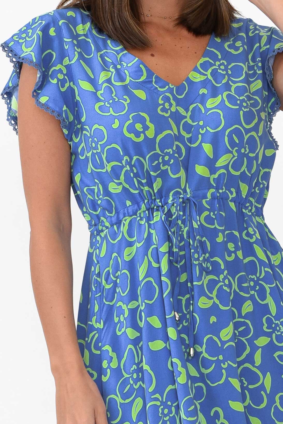 Libby Blue Flower Midi Dress
