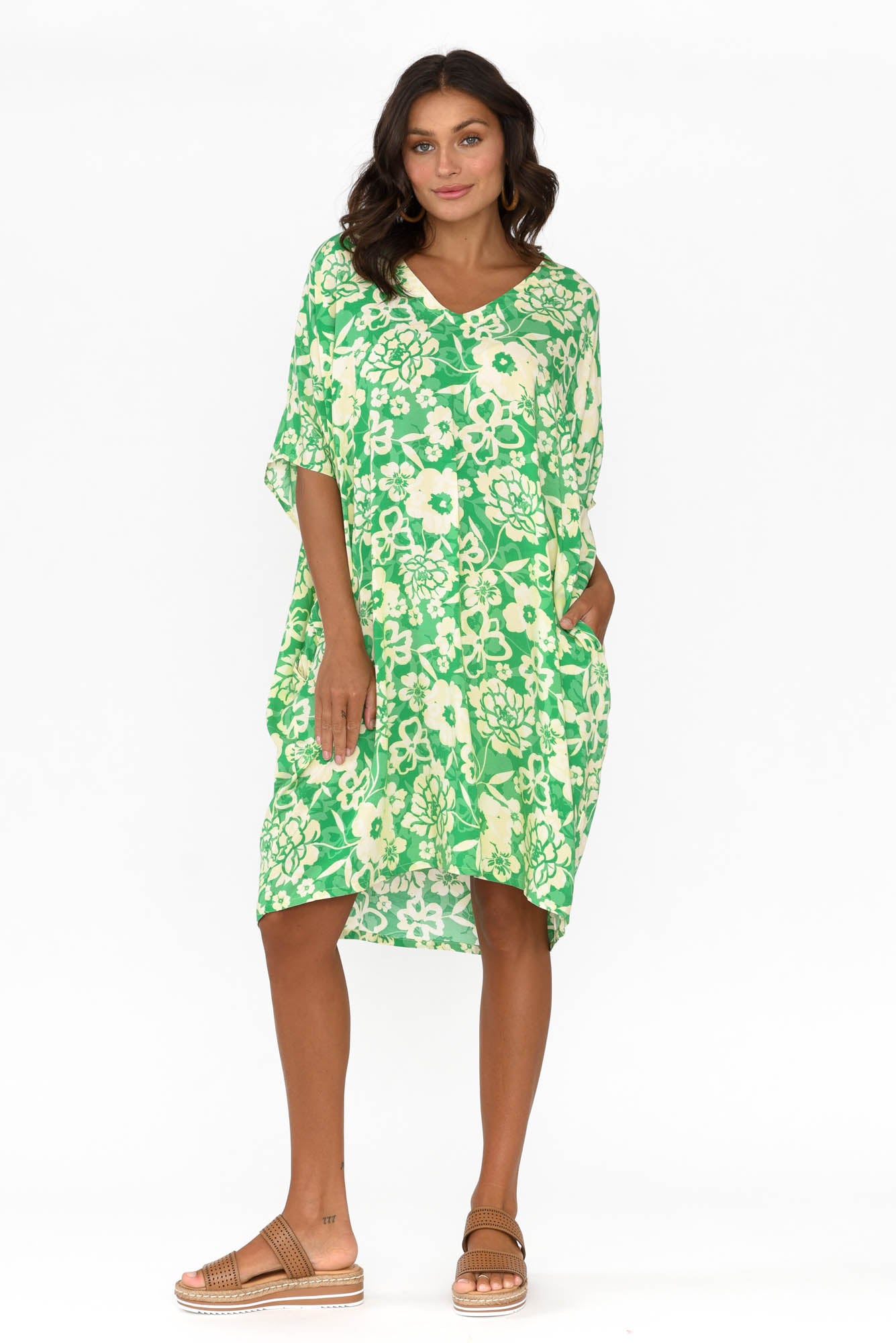 Luce Green Flower Kaftan