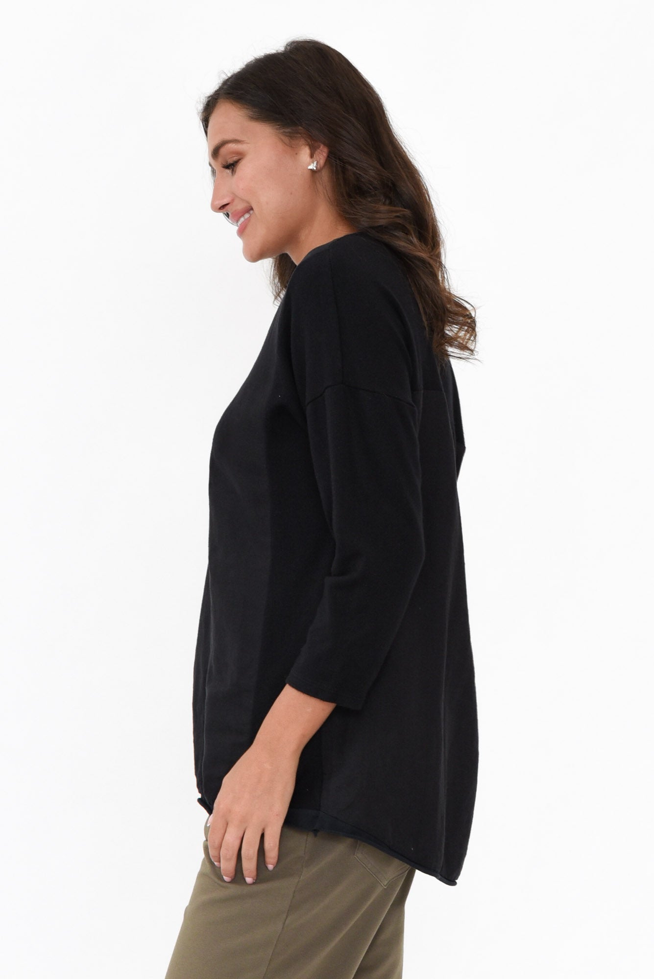 Mariah Black Linen Cotton Panel Top