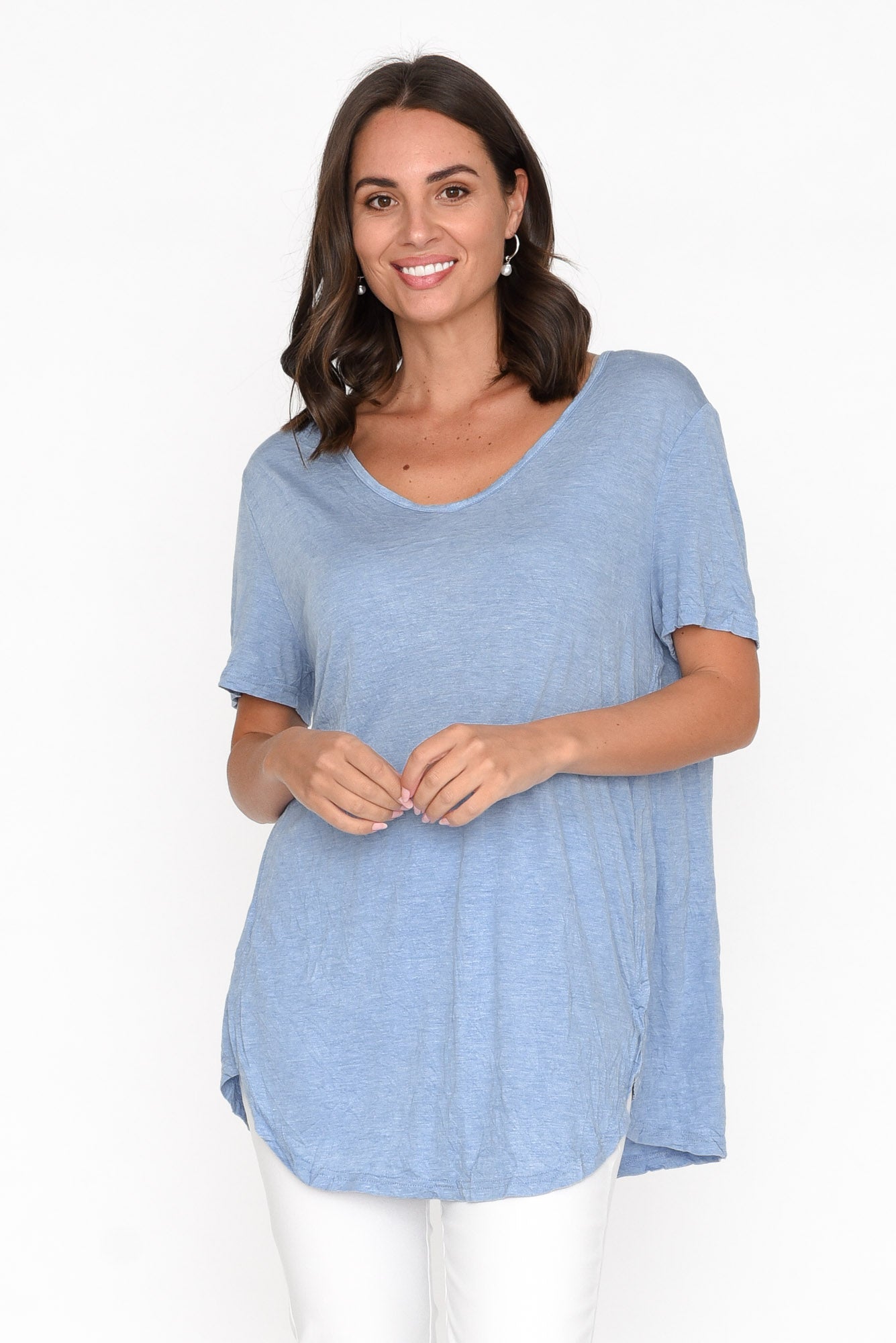 Moira Blue Crinkle Cotton Tee