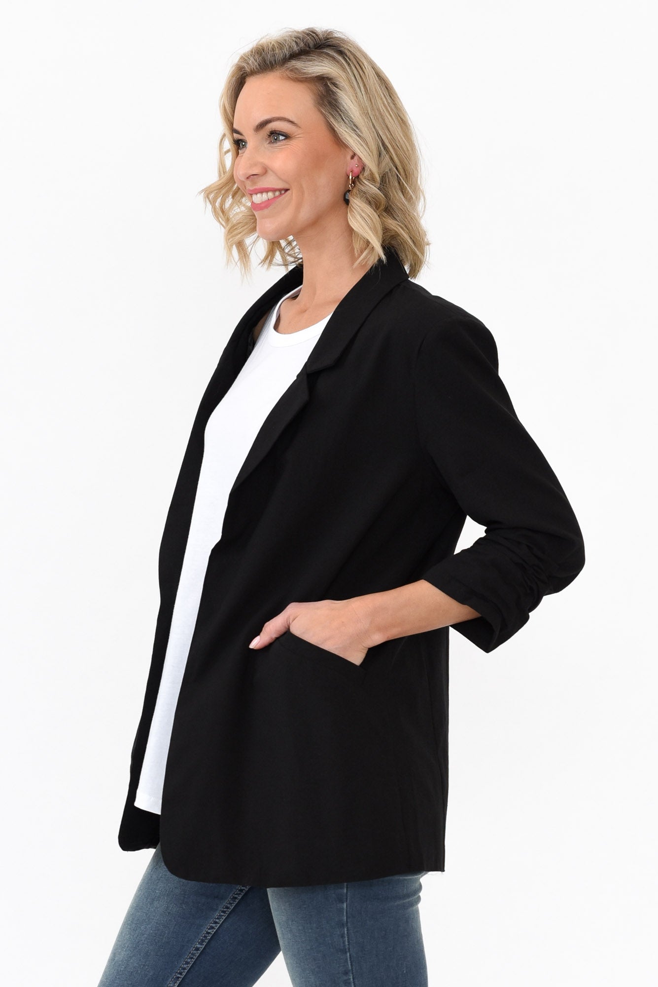 Figaro Black Cotton Blazer