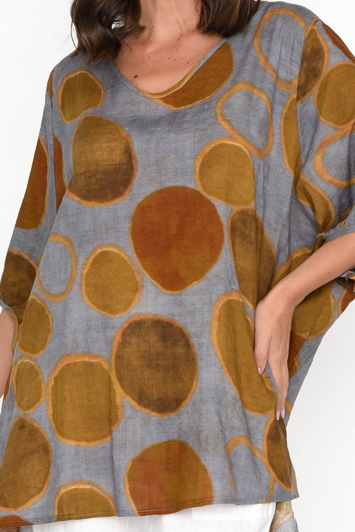 Abra Brown Spot Oversized Top