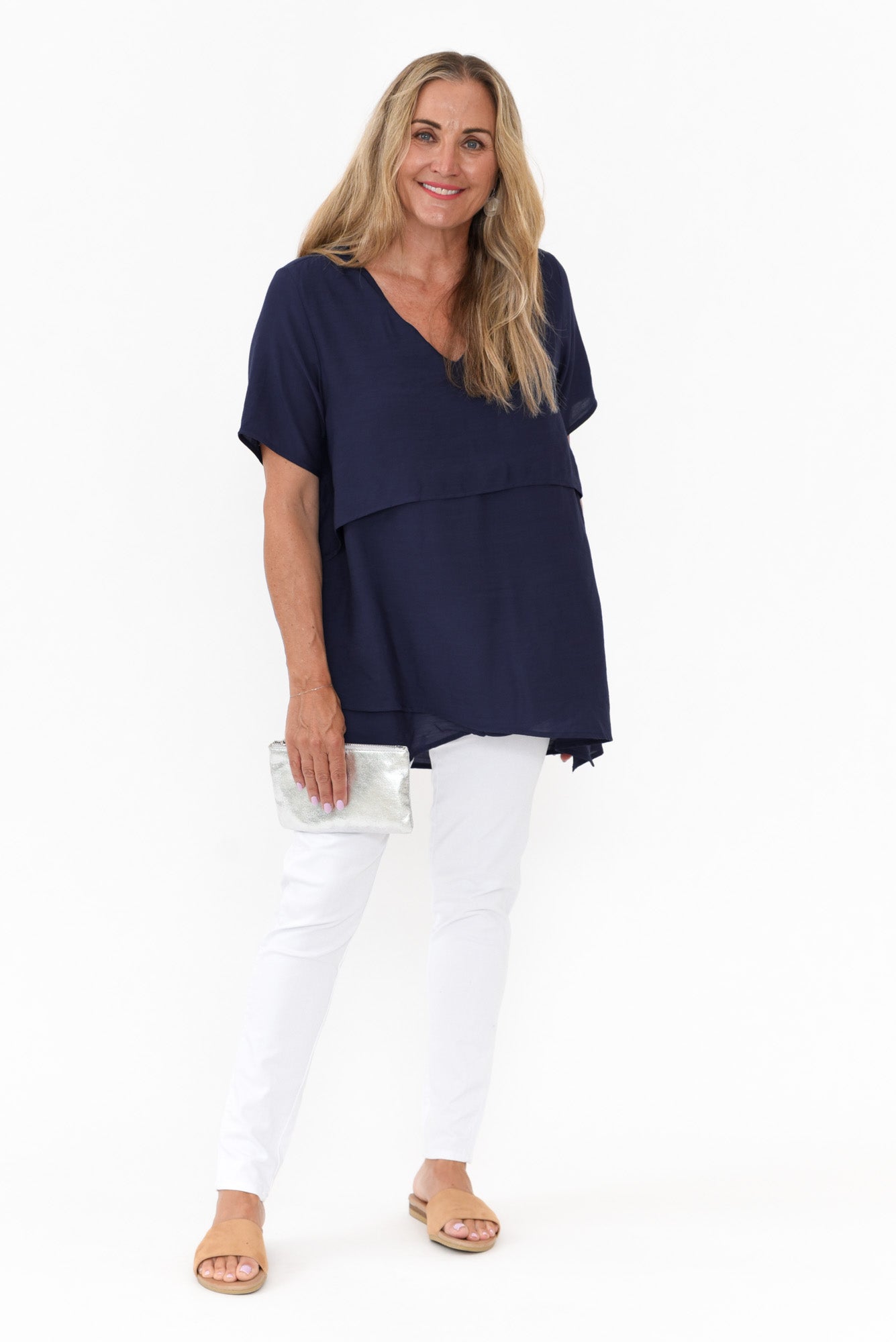 Shoshana Navy Cotton Layered Top