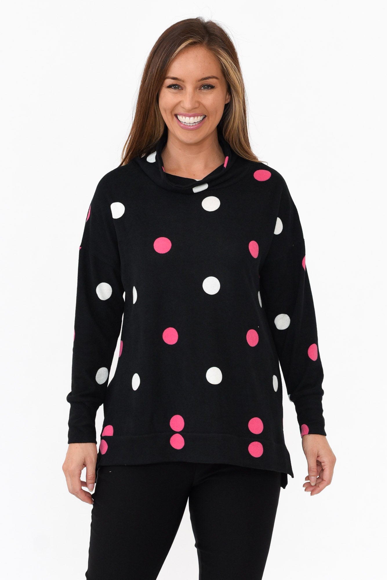Ryland Pink Spot Cotton Blend Knit Jumper