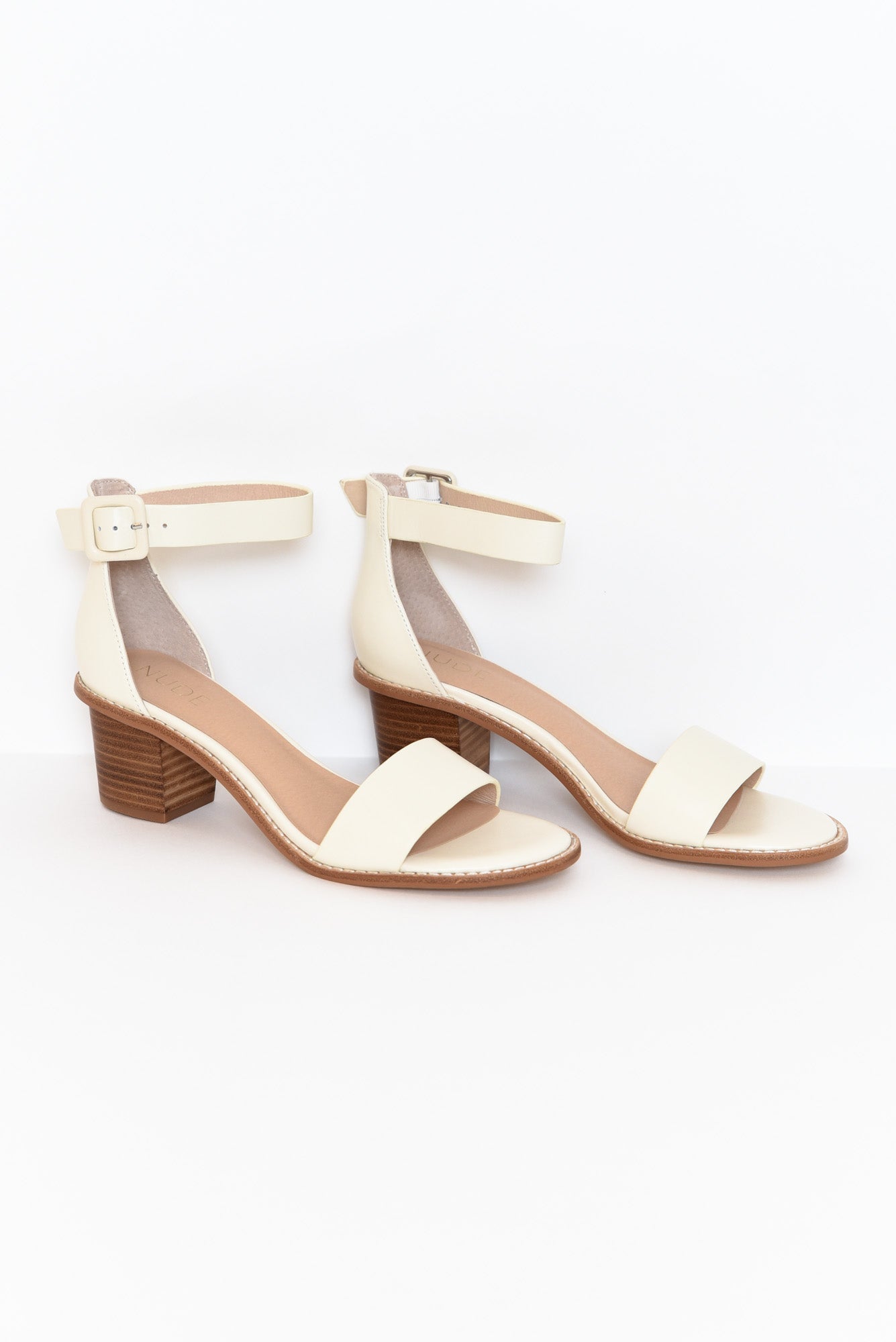 Mickee White Leather Heel
