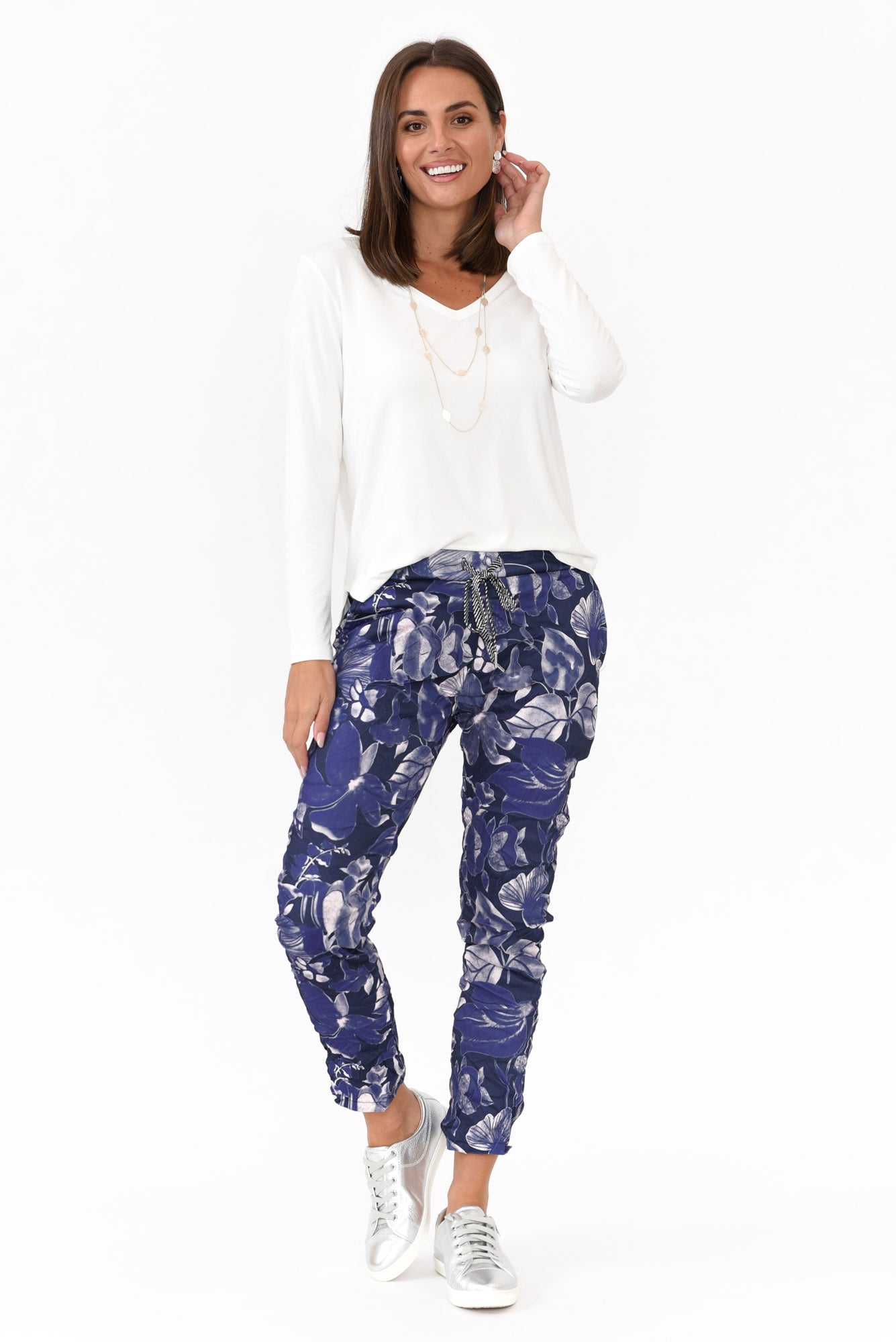 Russo Blue Floral Drawstring Pant