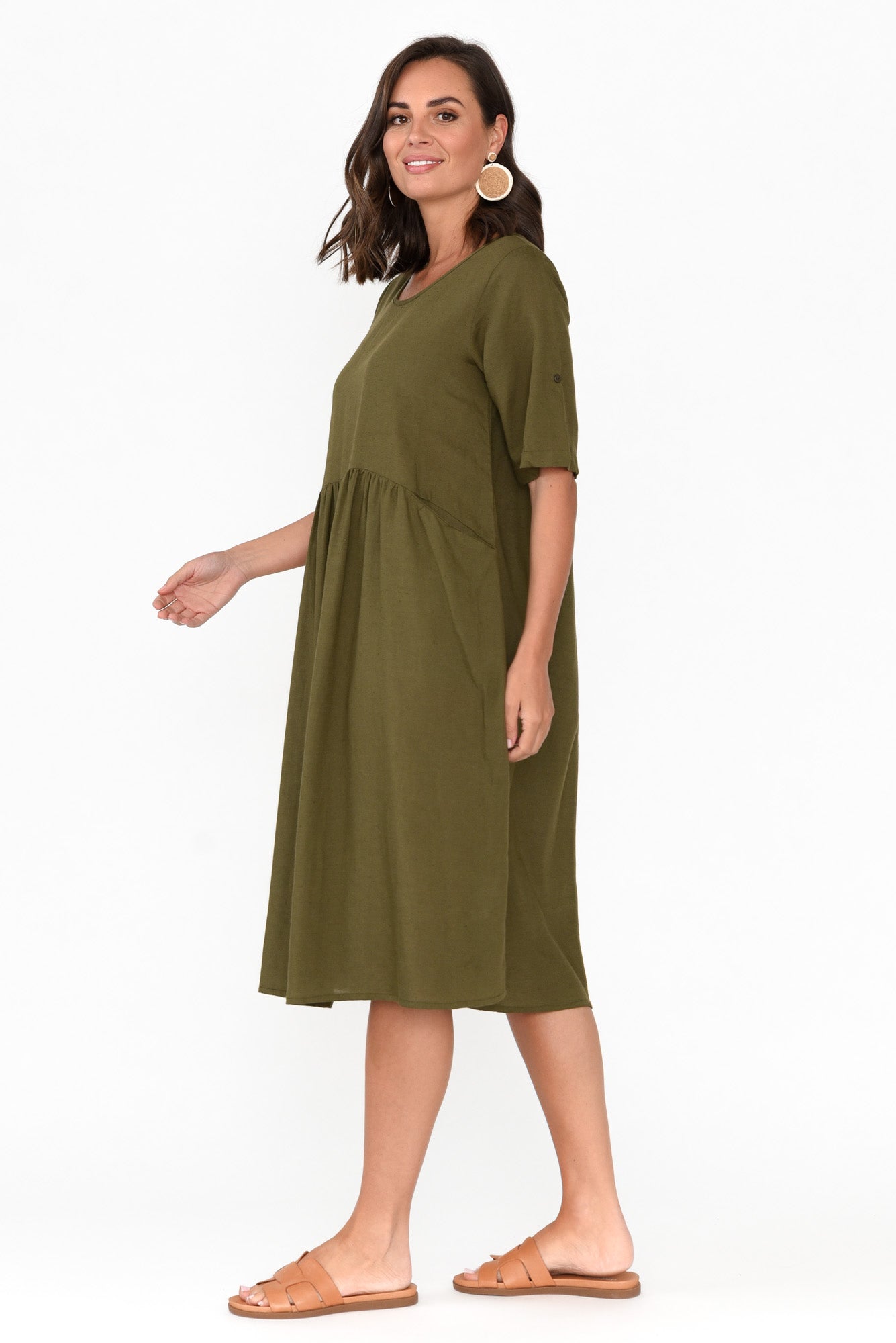 Sloane Olive Cotton Blend Dress