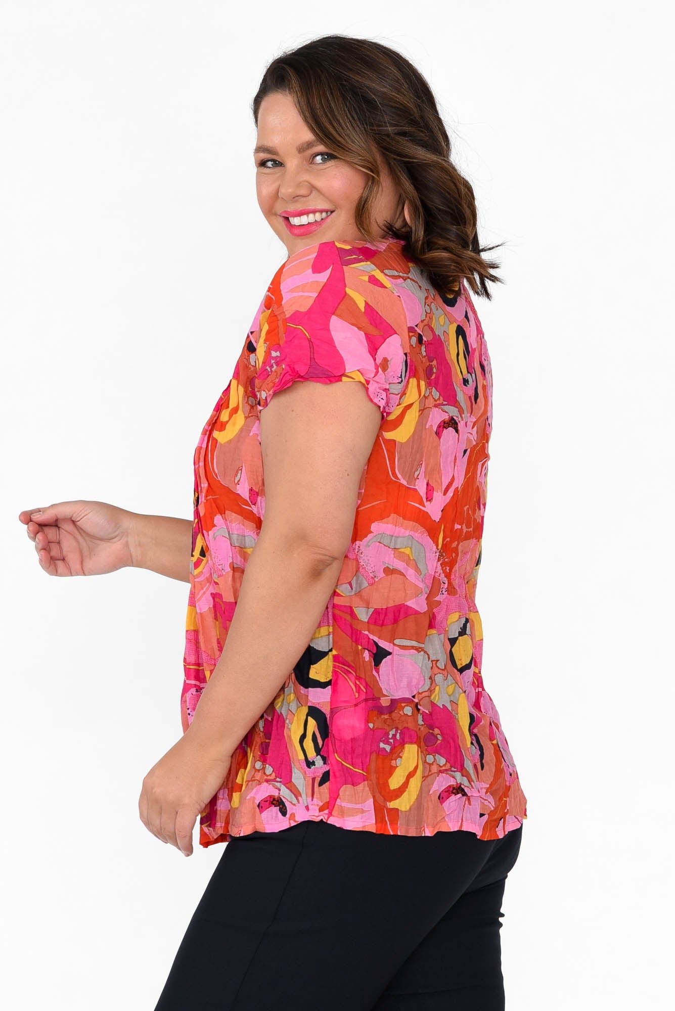 Fia Pink Poppy Cotton Top