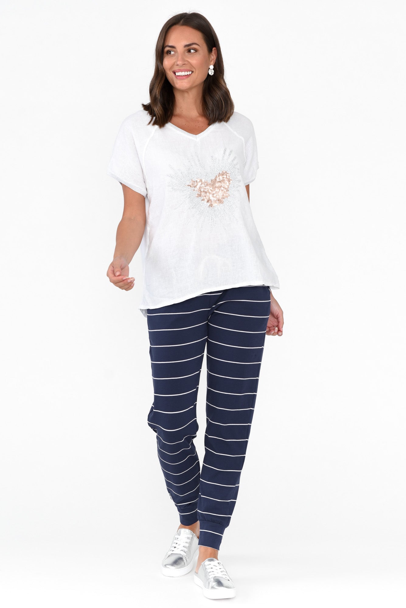 Navy Pinstripe Cotton Everyday Tie Pant