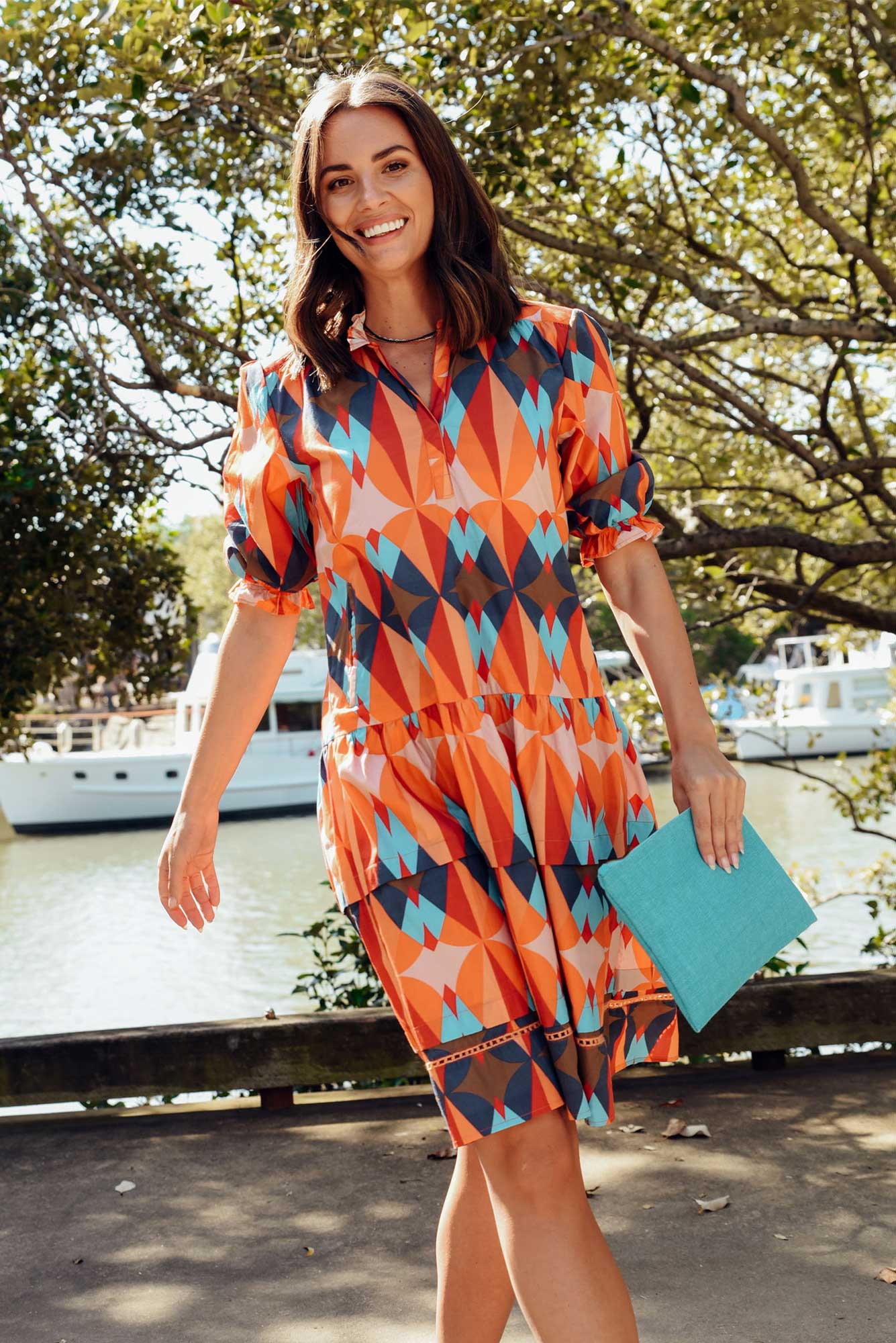 Hayes Kaleidoscope Cotton Poplin Dress