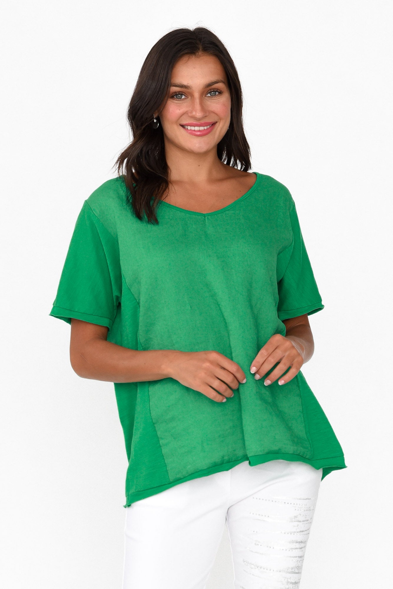 Ishana Green Linen Cotton Top