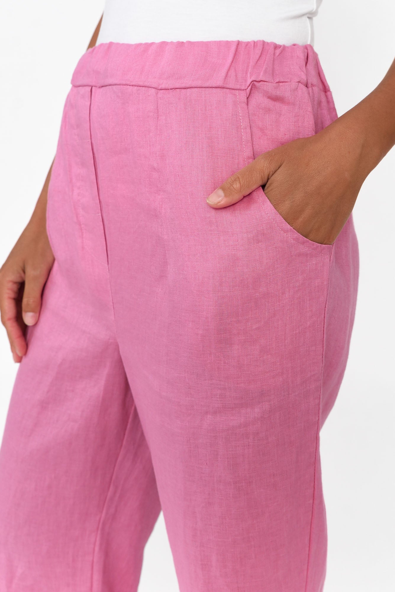Marylou Pink Linen Pocket Pant