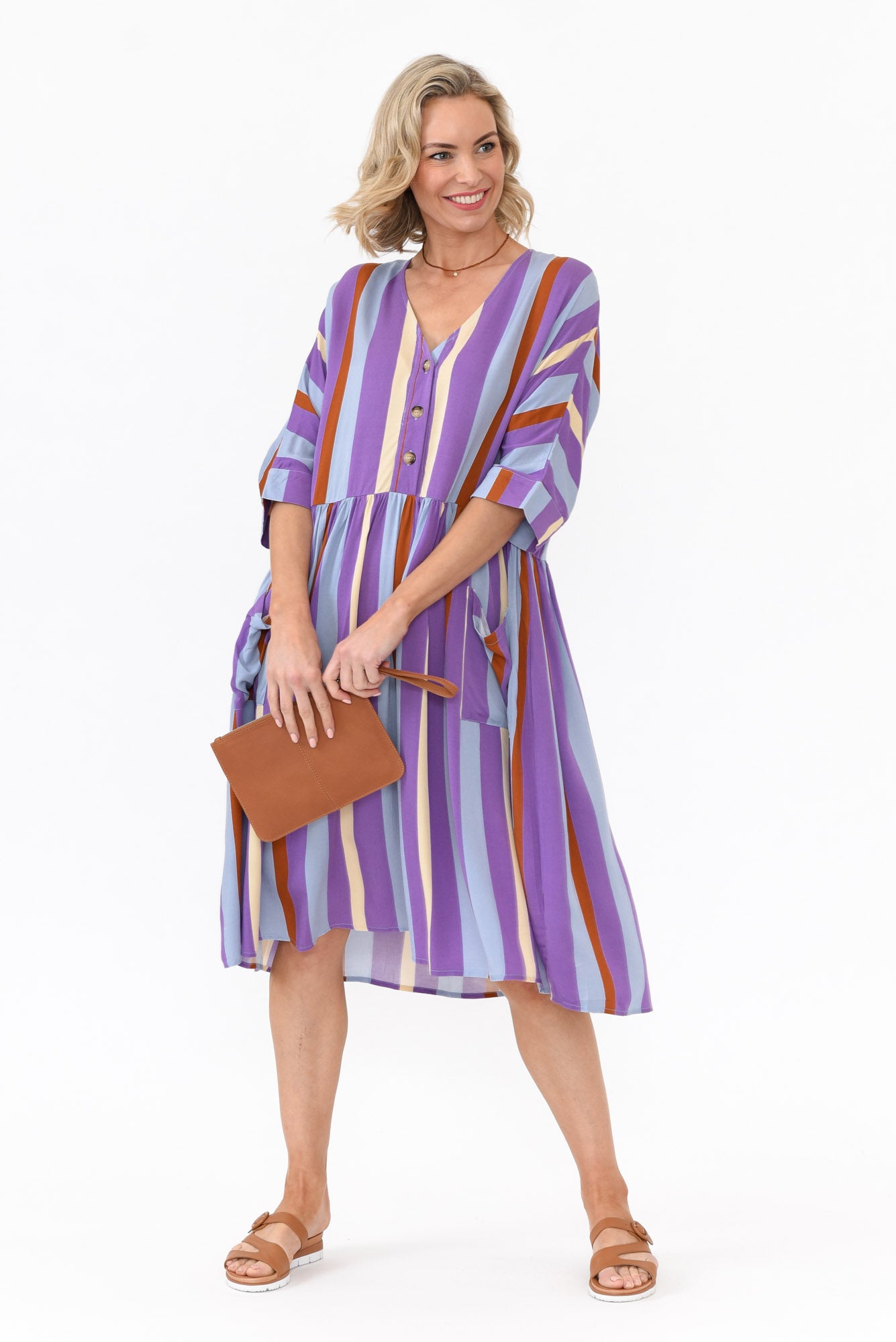 Electra Purple Stripe Pocket Dress