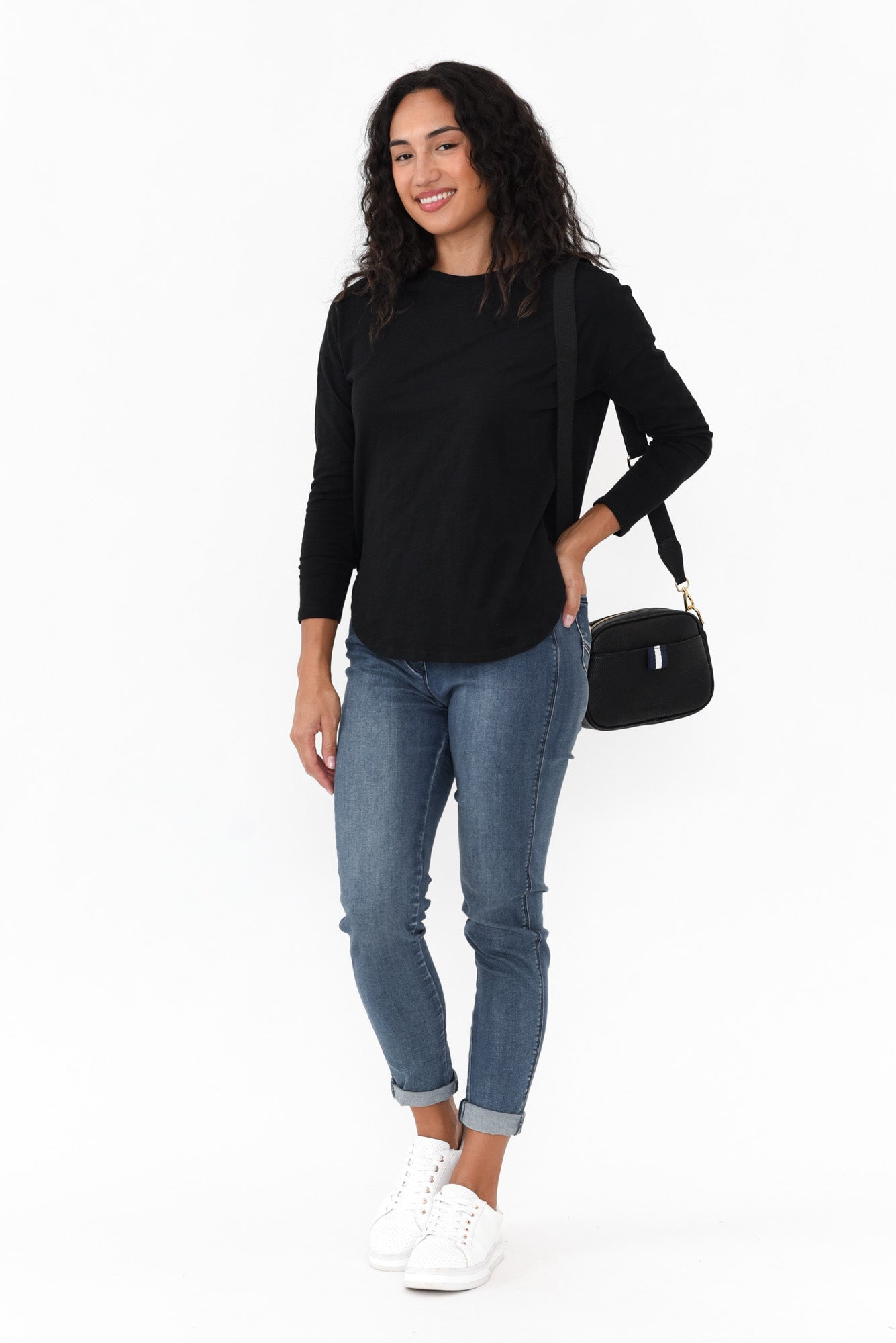 Jessie Black Cotton Hi Lo Top