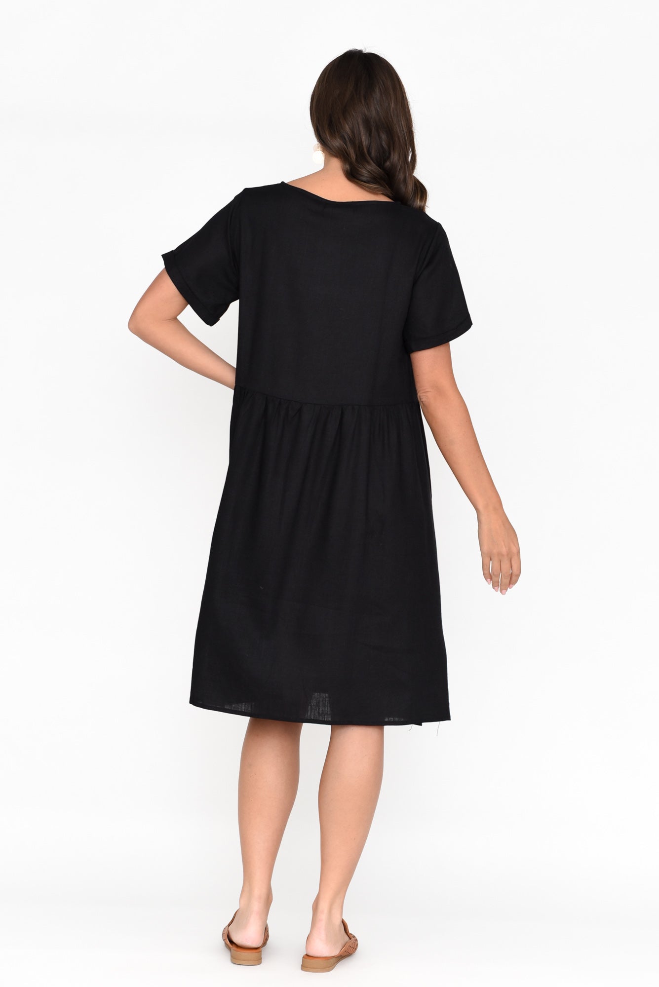 Tyreke Black Linen Cotton Pocket Dress