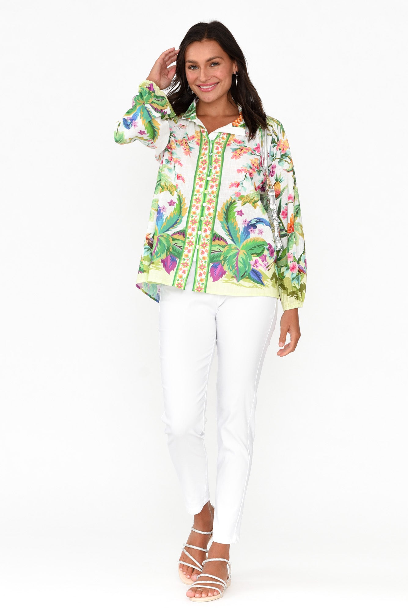 Cobana Green Tropical Cotton Shirt
