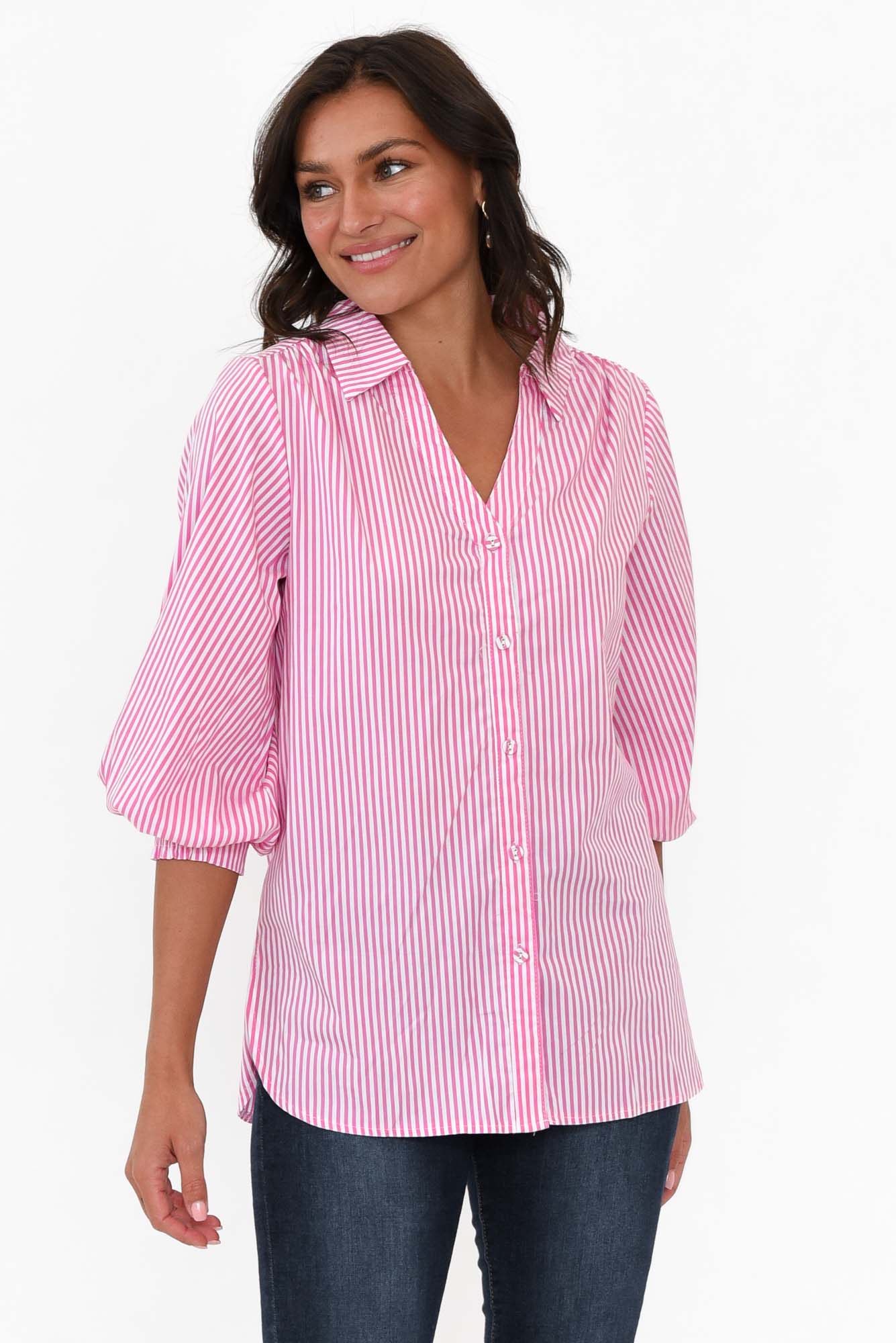 Troy Pink Stripe Cotton Shirt