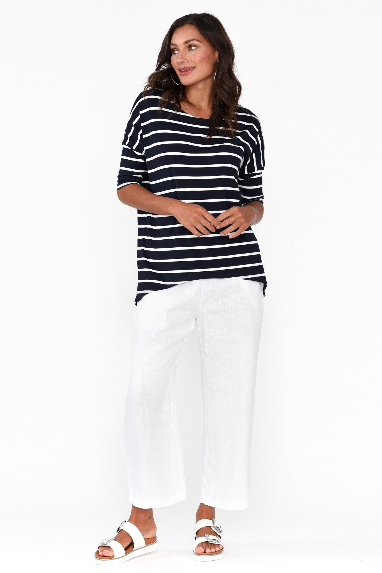 Griffin White Linen Wide Leg Pant
