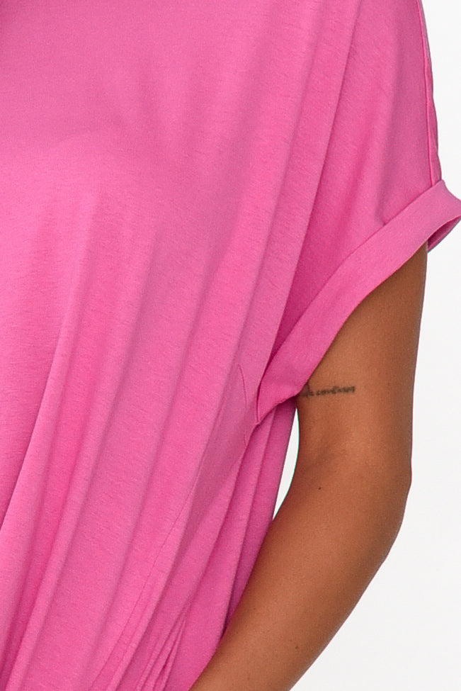 Maxine Hot Pink Cotton T-Shirt Dress