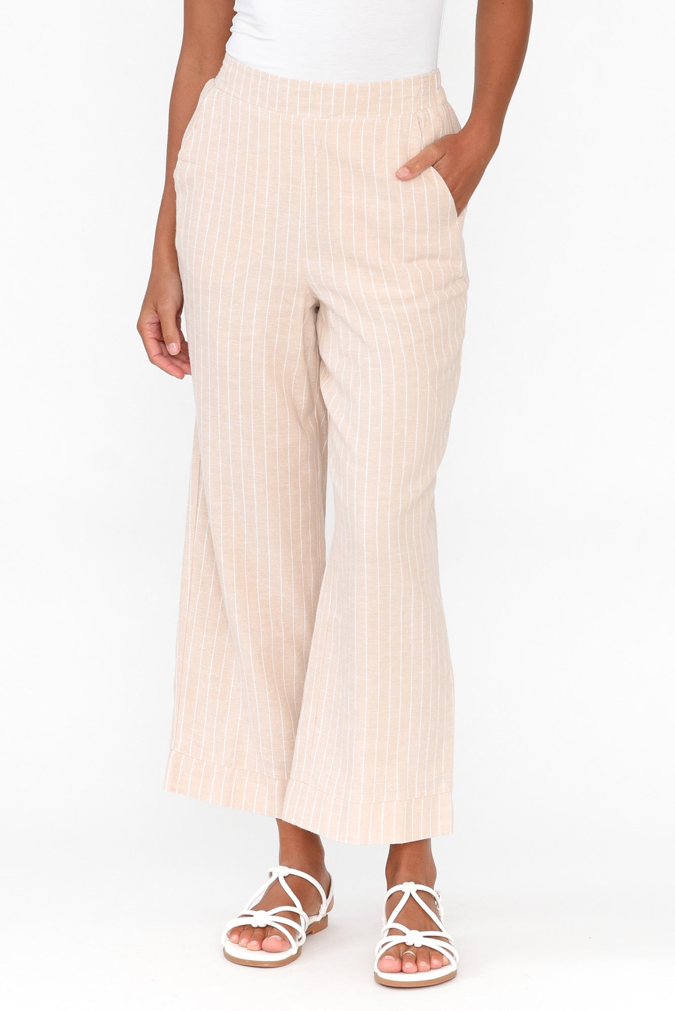 Parker Natural Stripe Linen Blend Pant