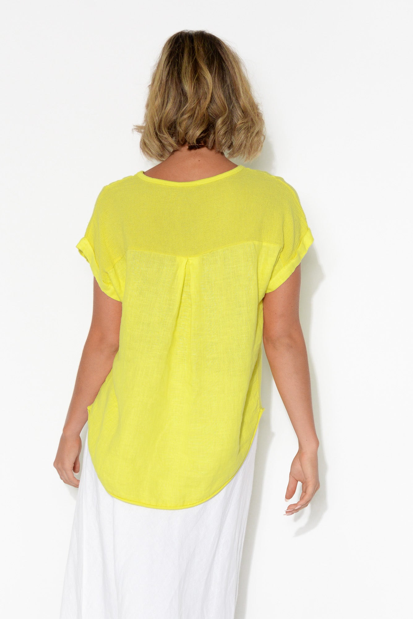 Dorian Yellow Linen Cotton Top