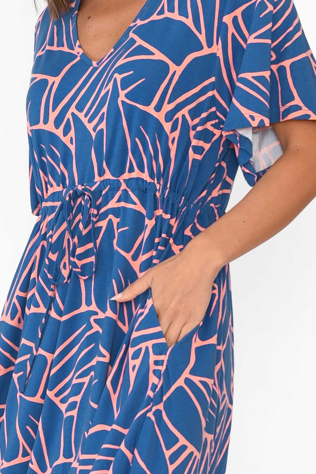 Billine Blue Leaf Bamboo Dress