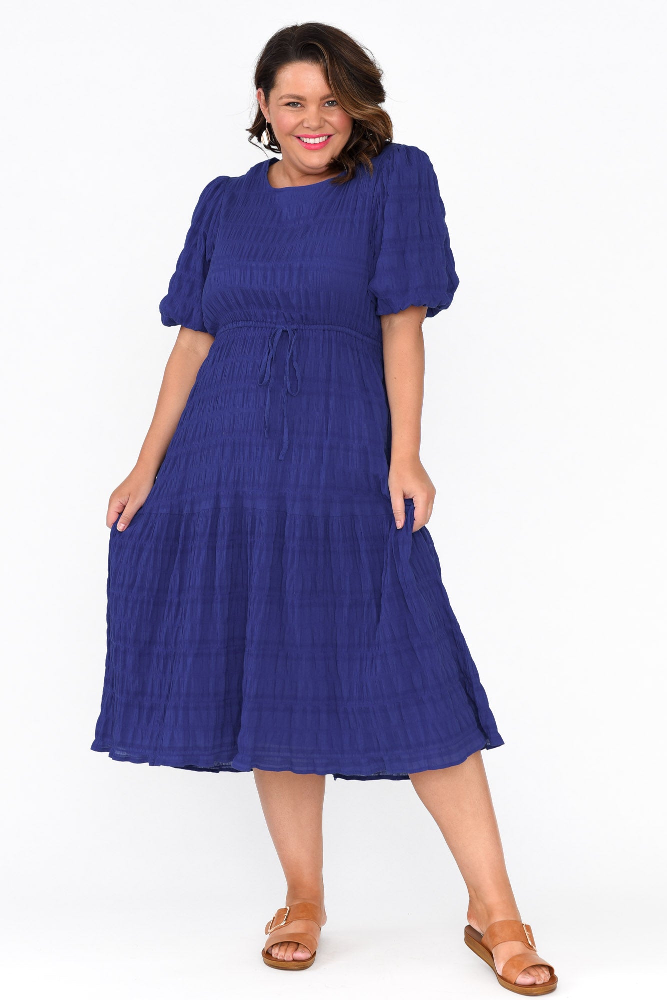 Rava Cobalt Cotton Tie Dress