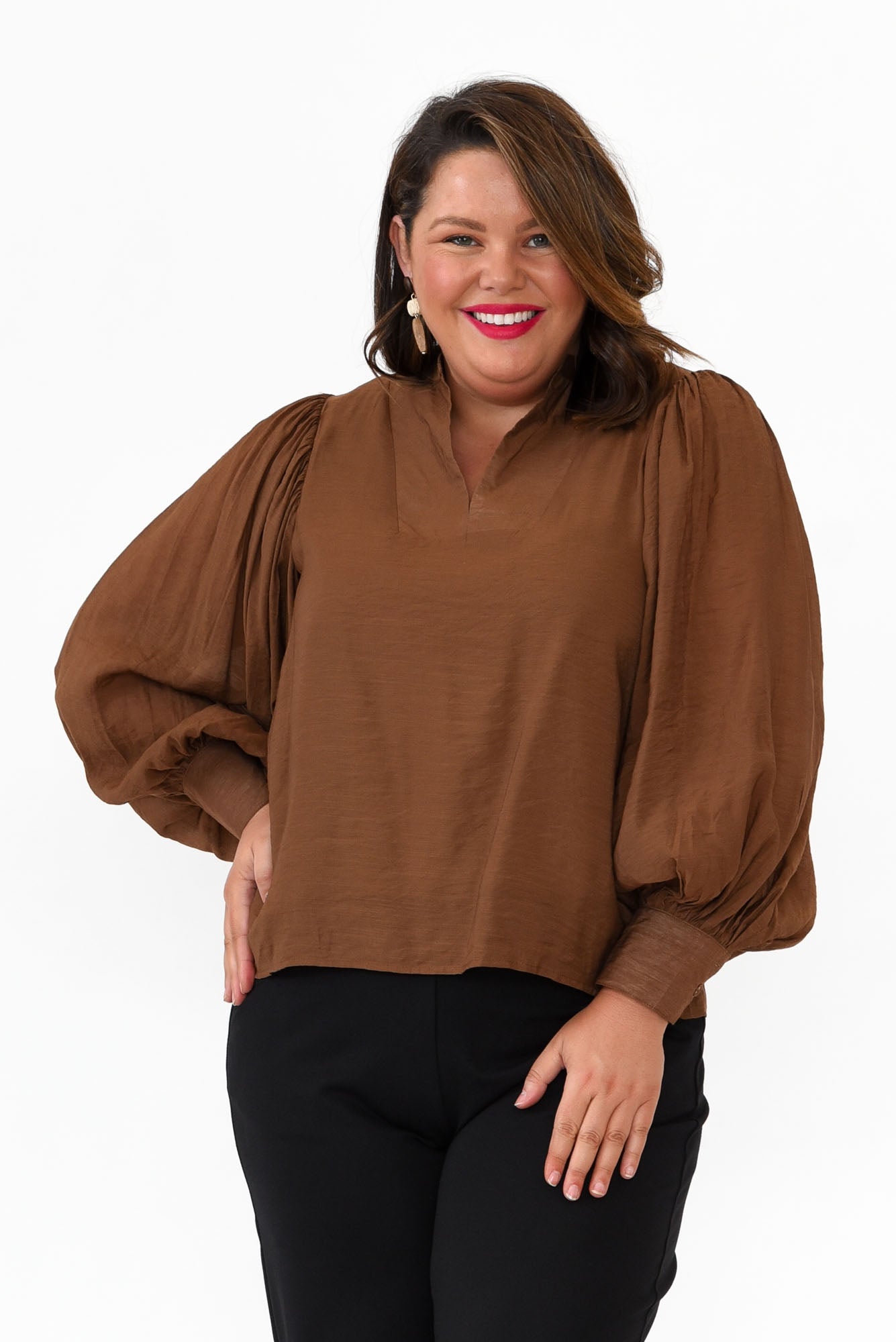 Kane Chocolate Cotton Blend Top