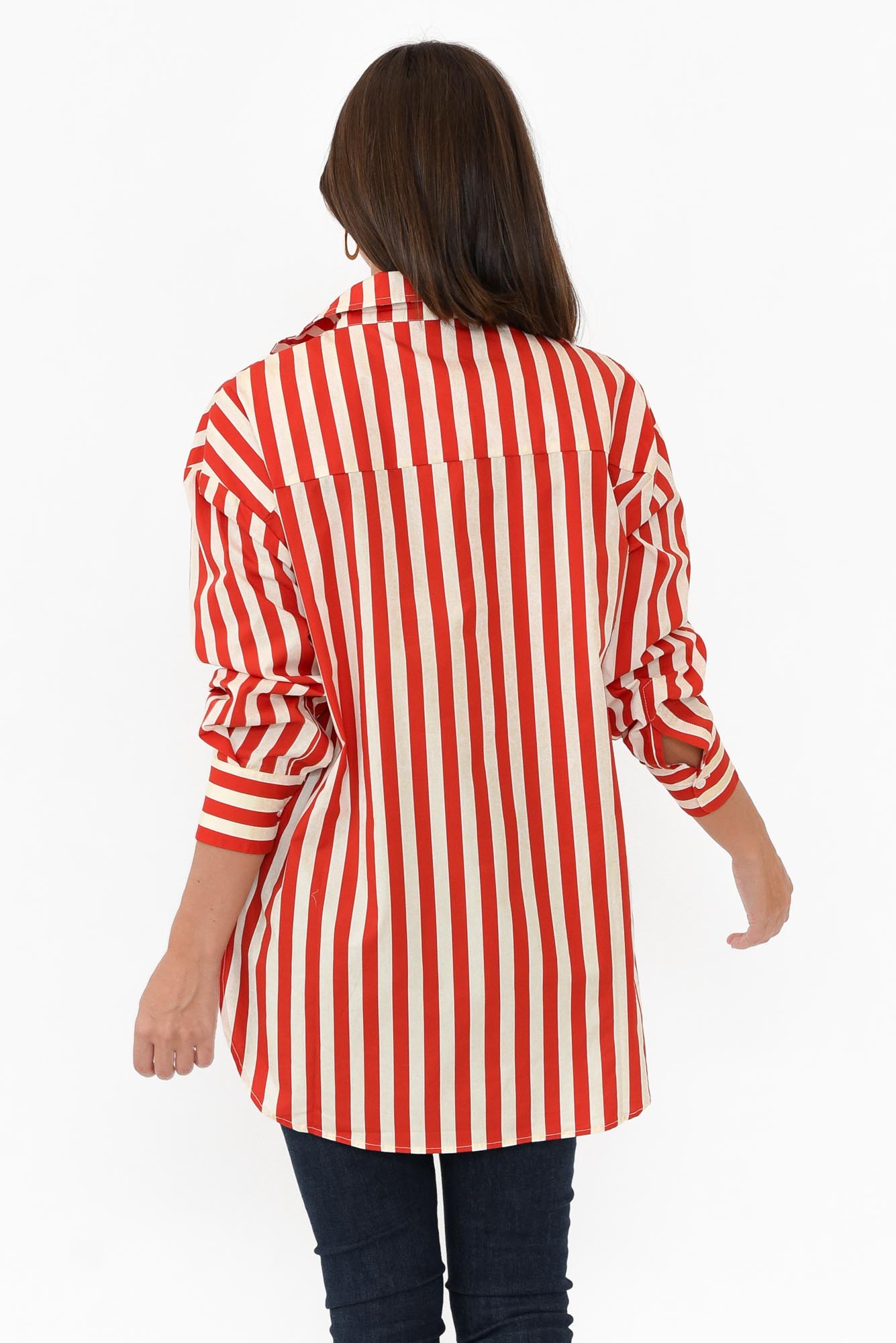 Presley Red Stripe Cotton Poplin Shirt