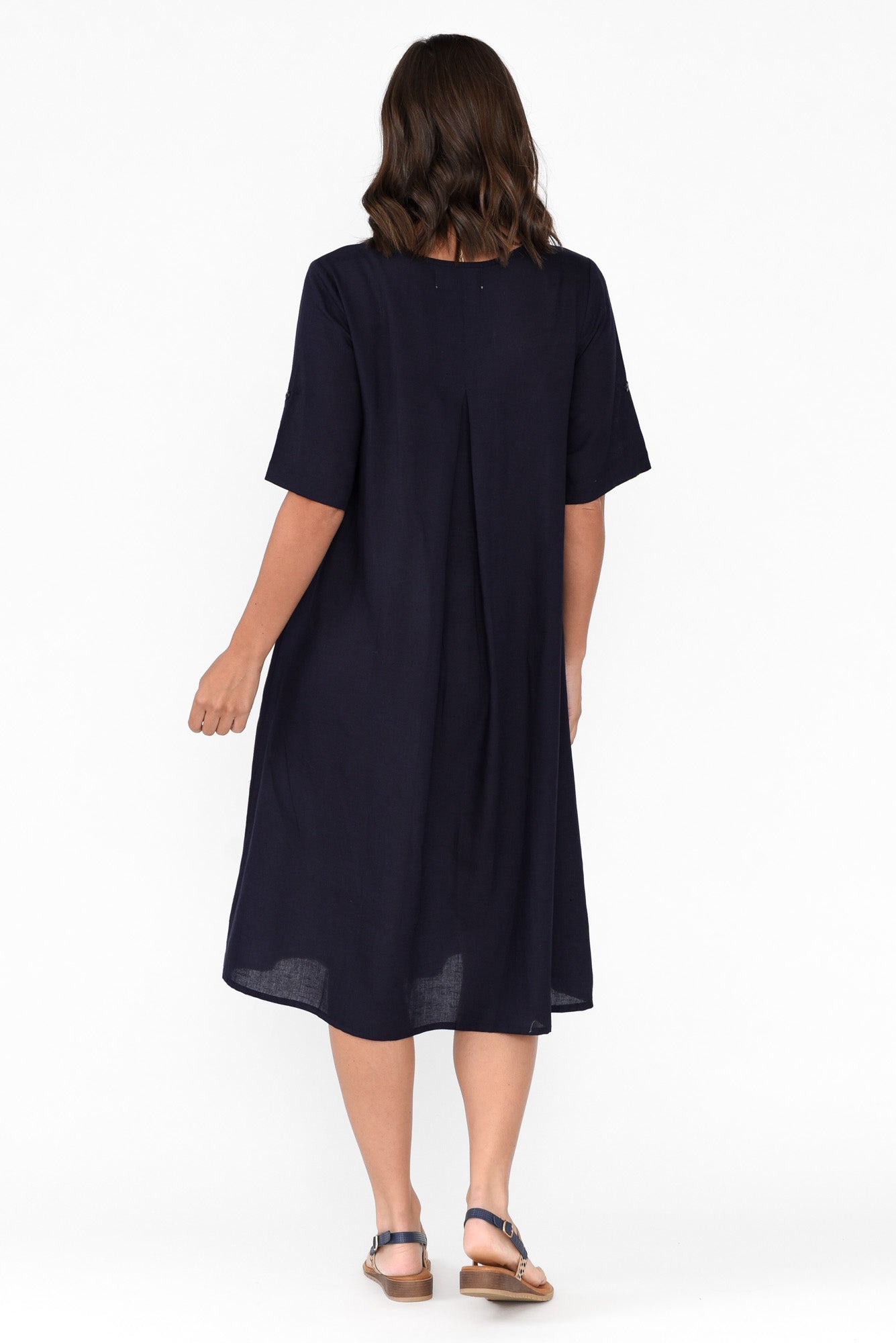 Sloane Navy Cotton Blend Dress