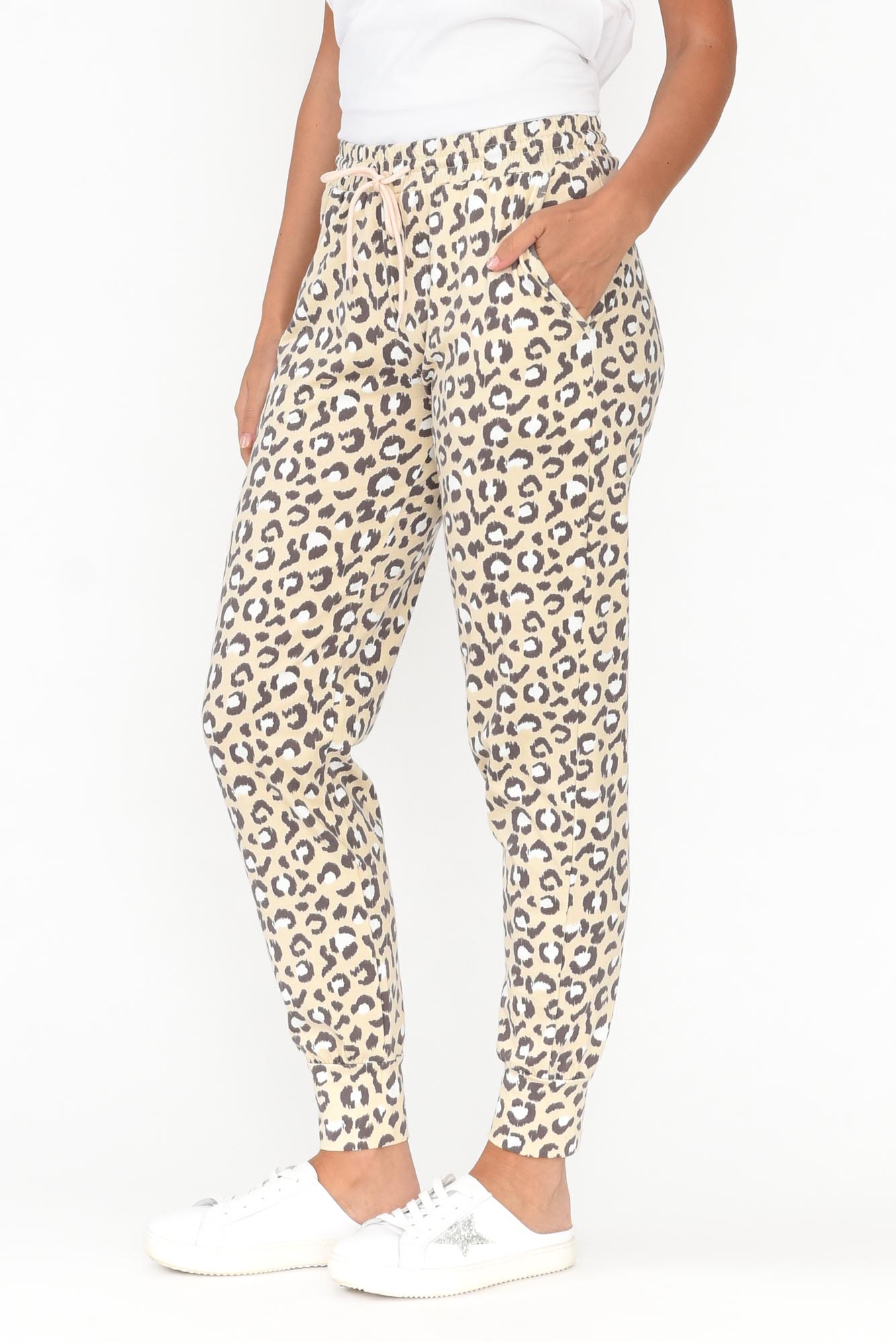 Brown Leopard Cotton Everyday Tie Pant