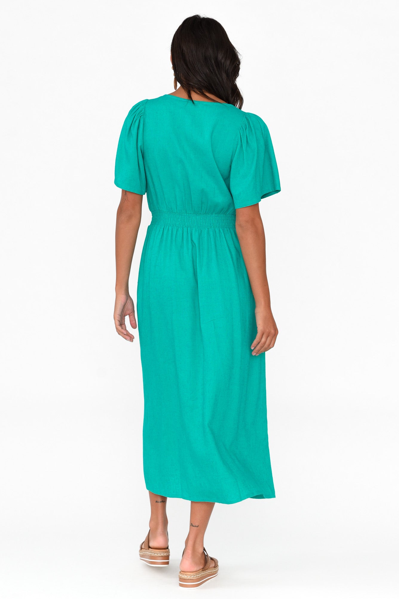 Whitney Teal Linen Blend Dress