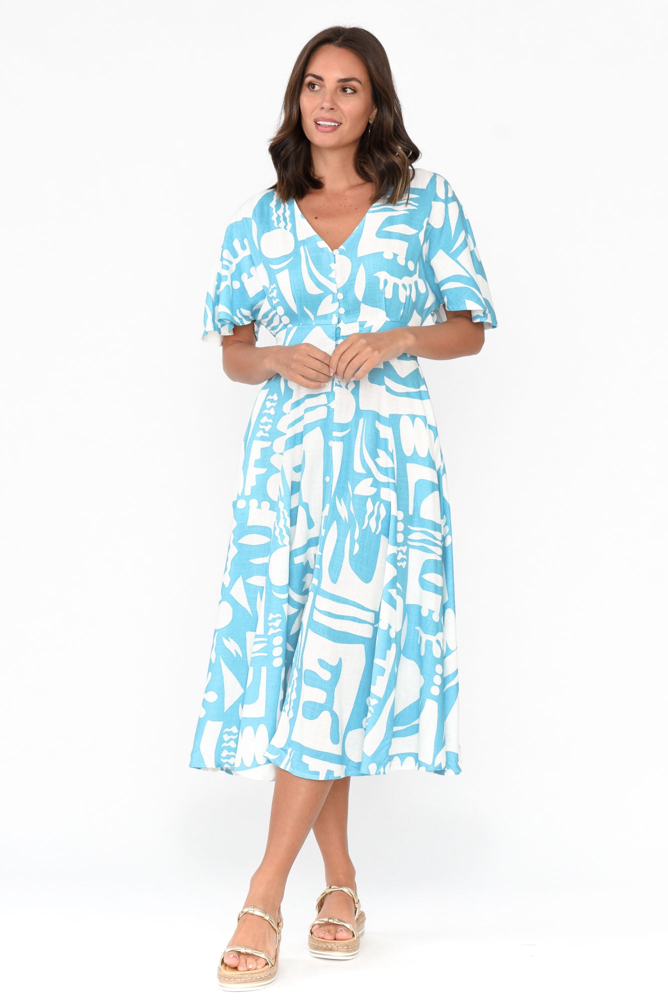 Joel Blue Abstract Button Dress