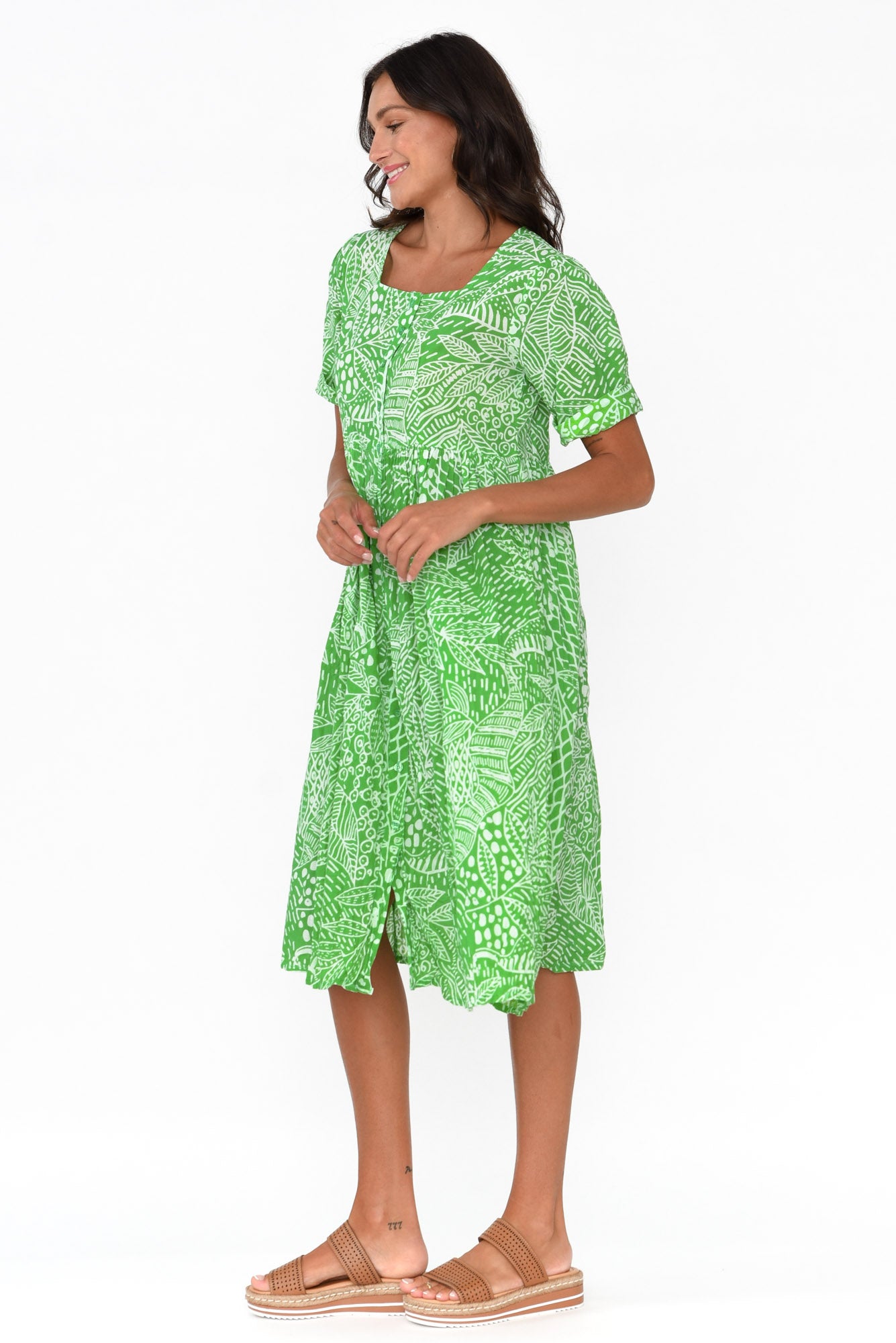 Leros Green Jungle Organic Cotton Dress