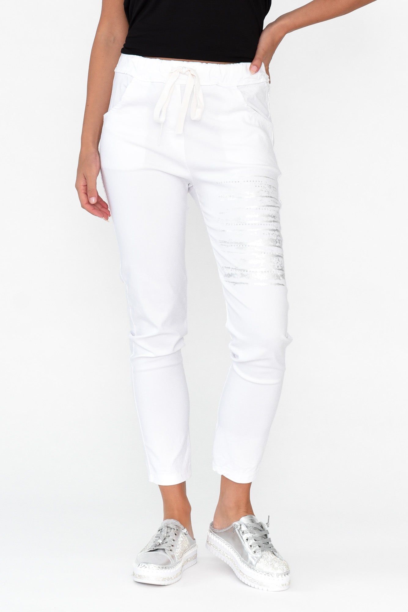 Zachary White Foil Stretch Pant
