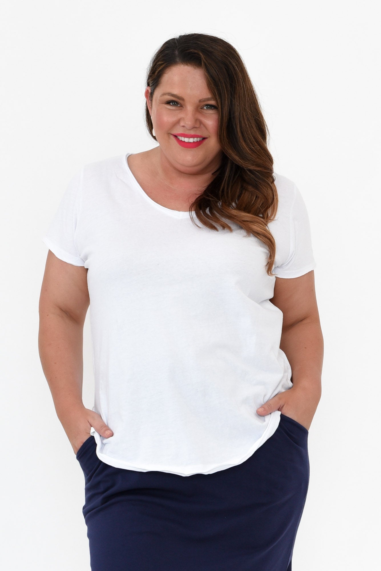 White Cotton Fundamental Vee Tee