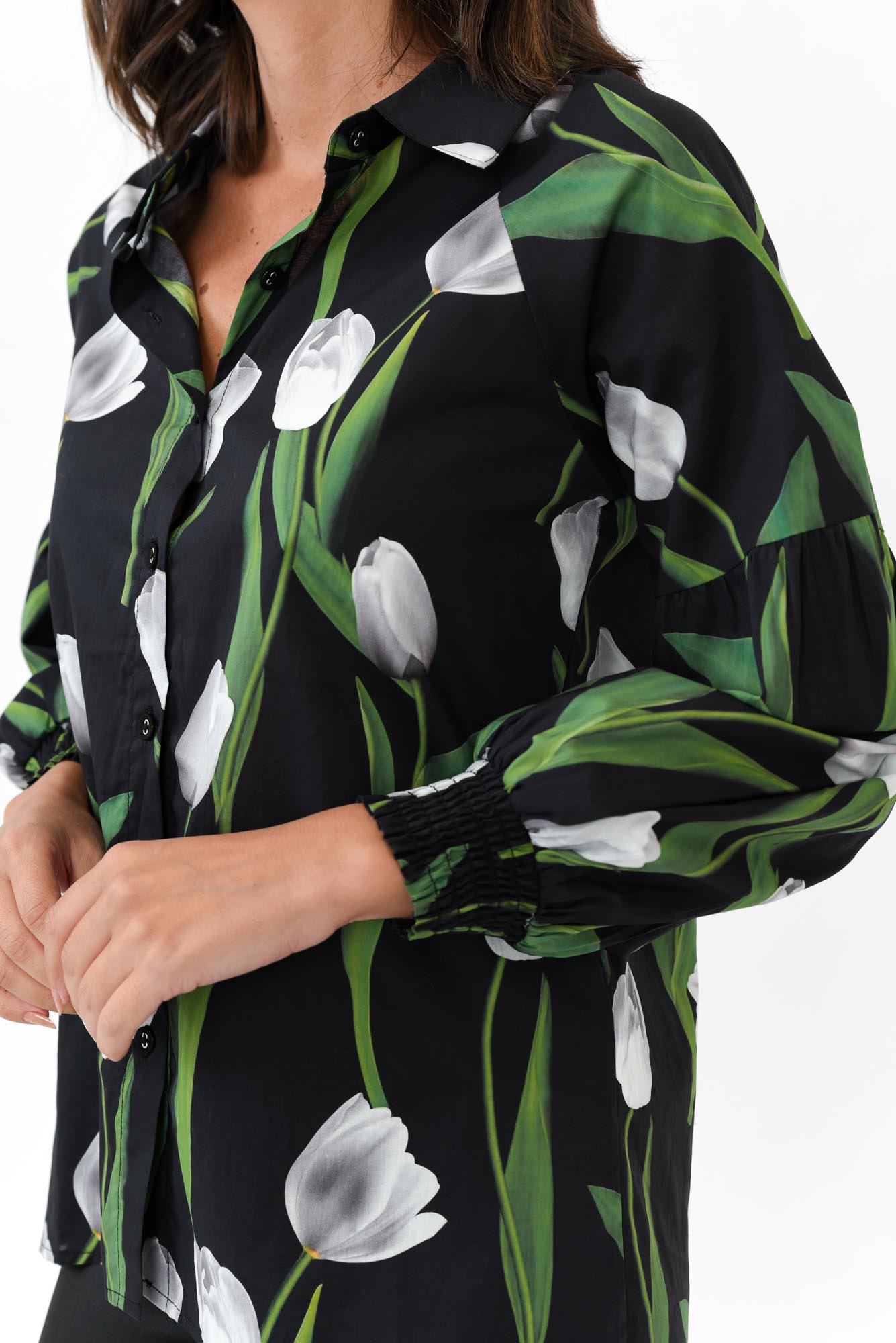 Zari Black Tulip Cotton Shirt