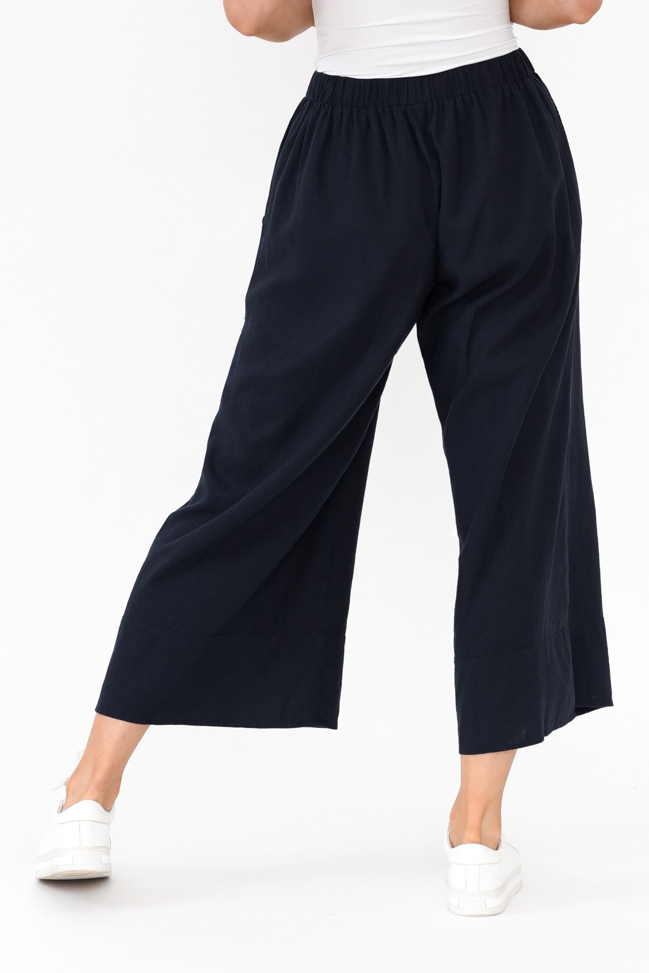 Colleen Navy Linen Wide Leg Pant