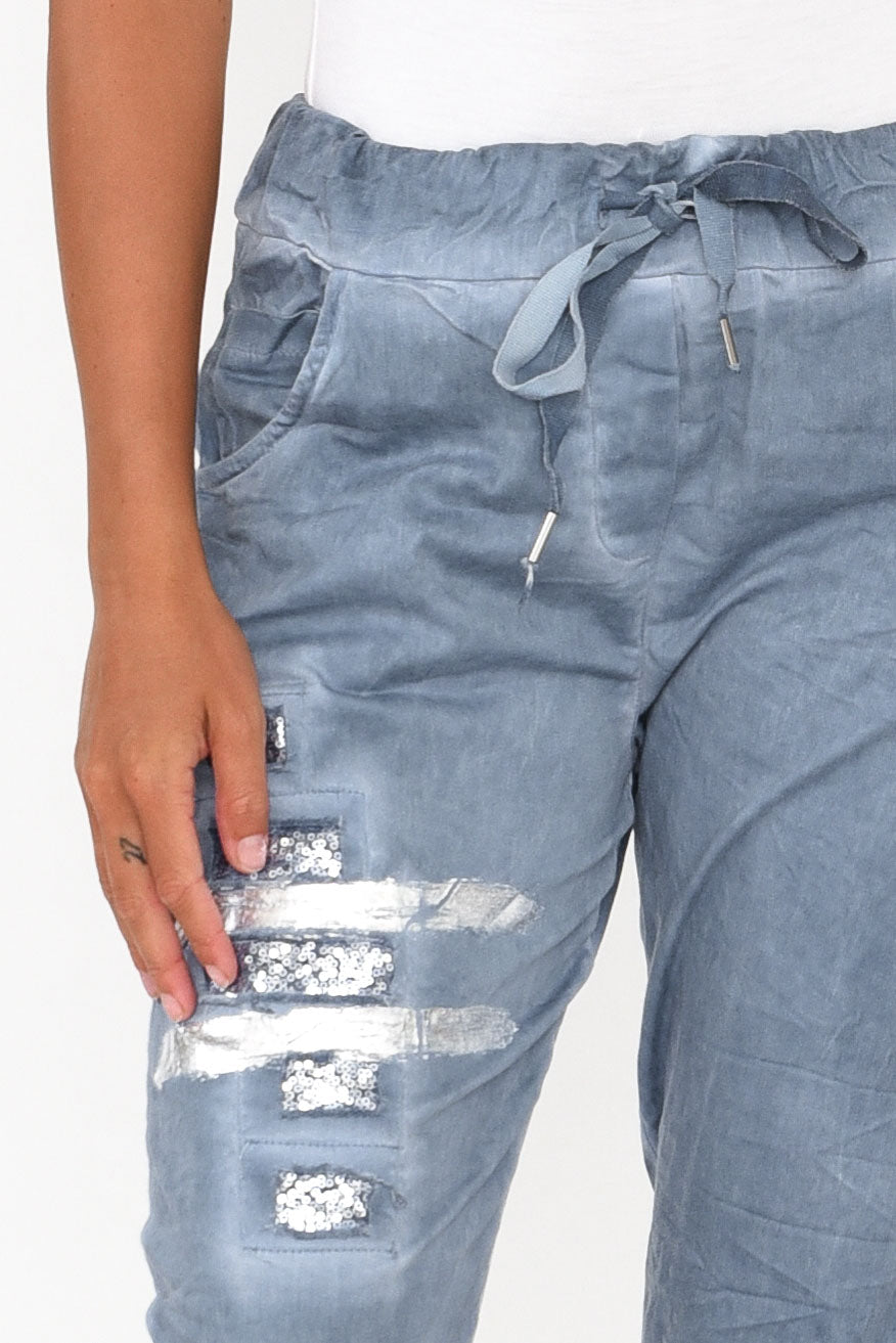 Lexus Blue Foil Stretch Pant