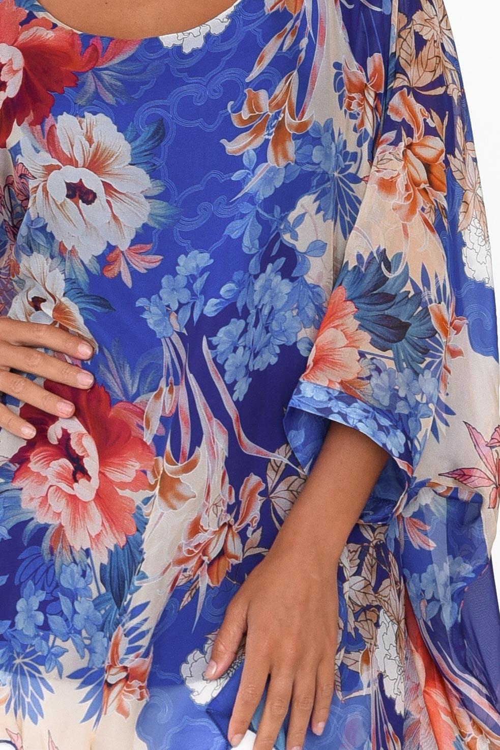 Wisteria Cobalt Floral Silk Layer Top