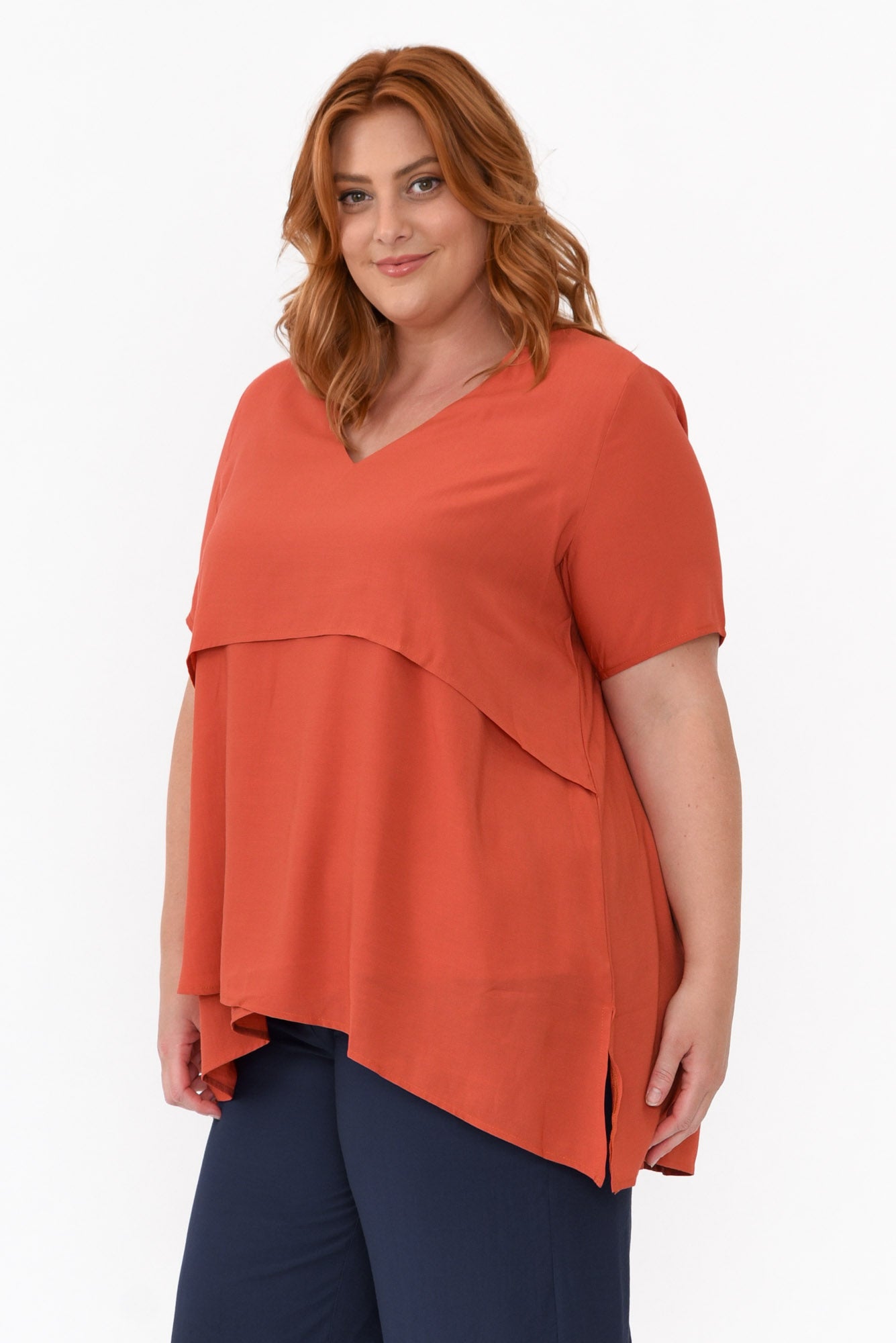 Shoshana Rust Cotton Layered Top