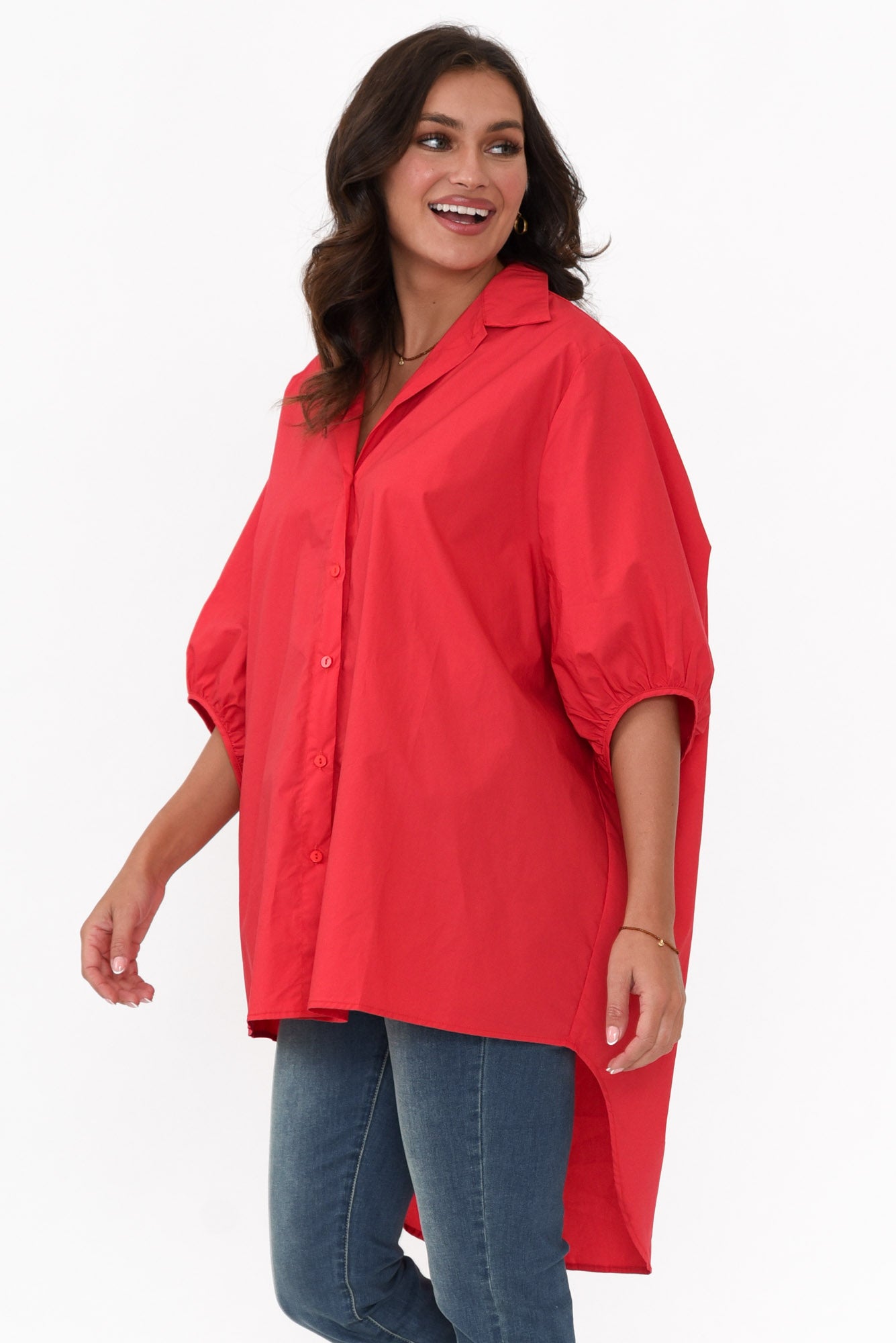 Sadie Red Cotton Tunic Top