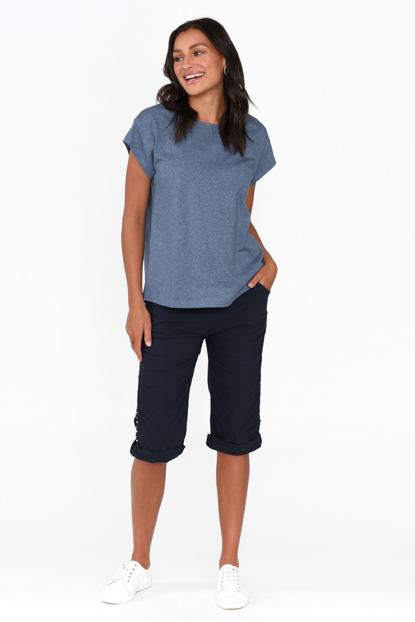 Rhonda Navy Embellished Shorts