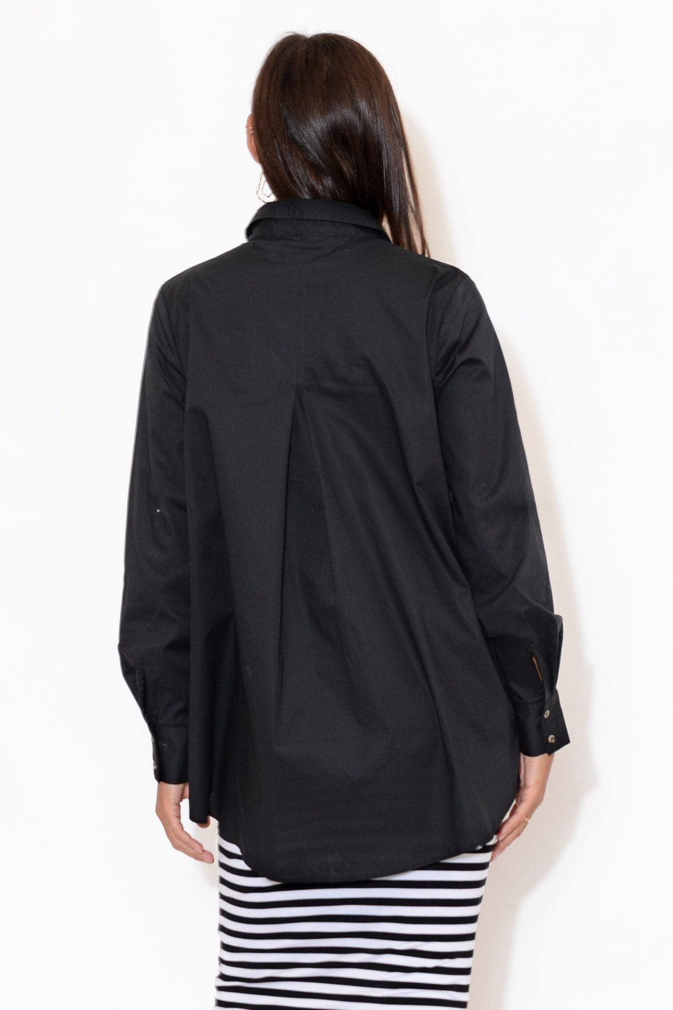 Rose Black Cotton Poplin Shirt