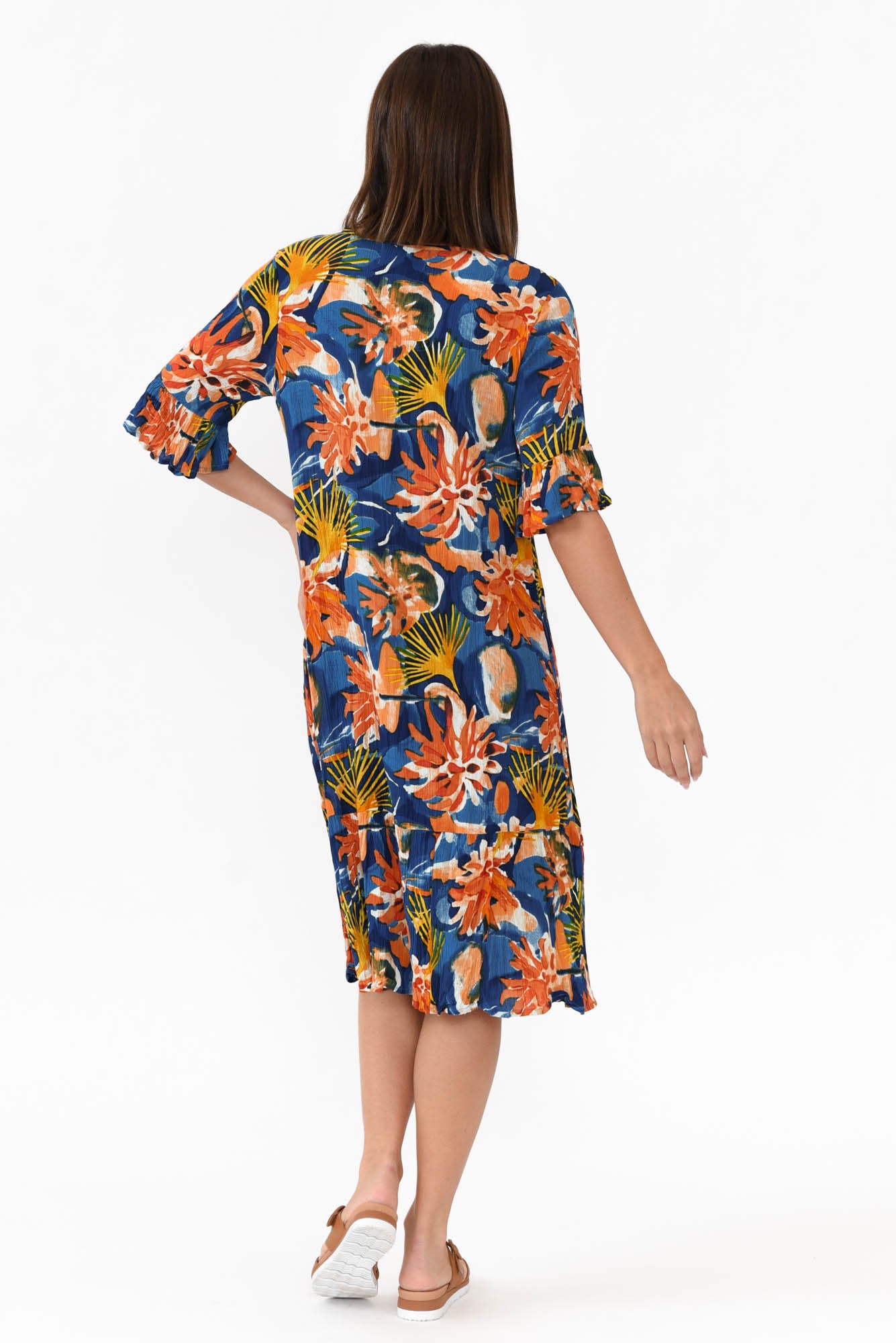 Calla Orange Garden Crinkle Dress