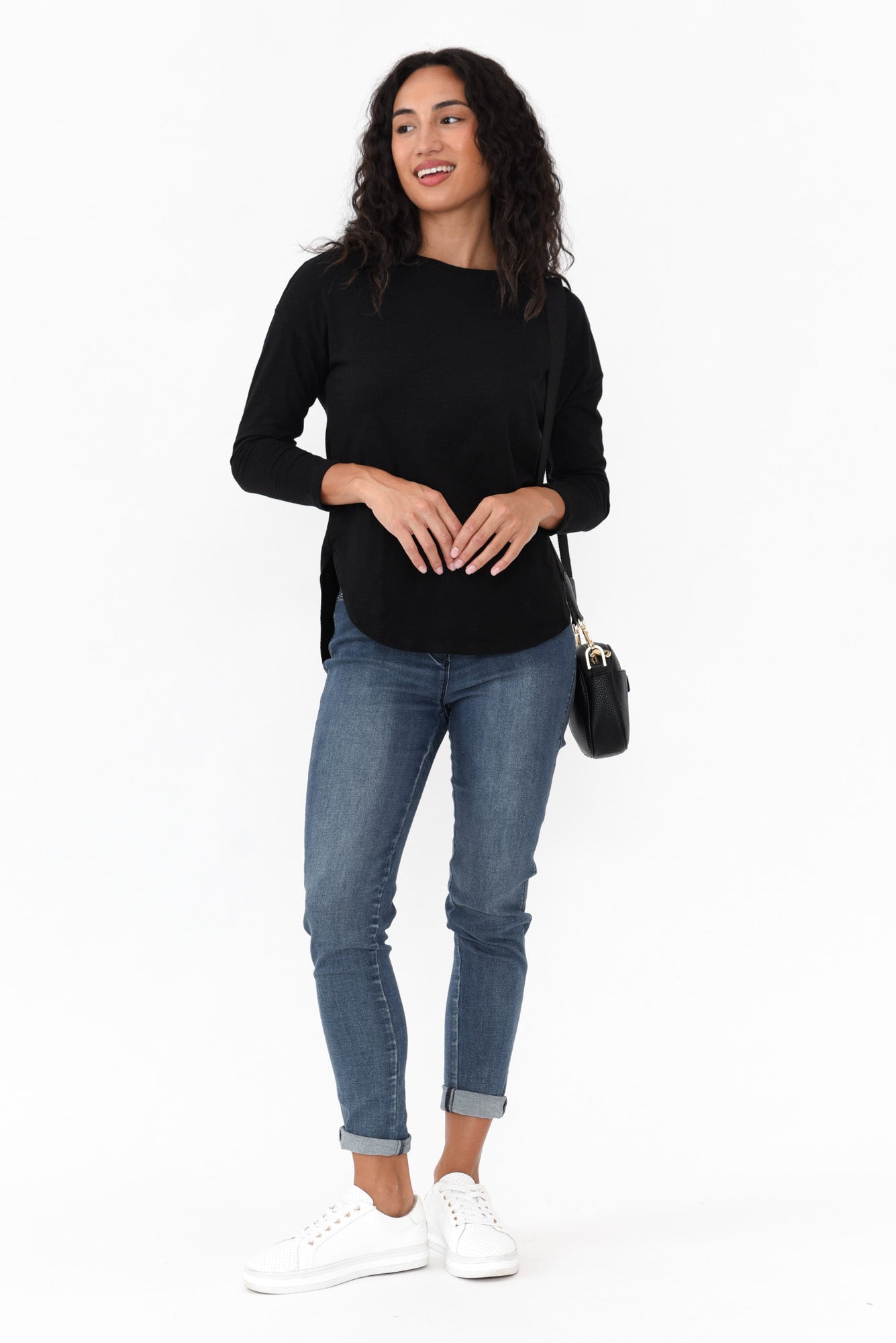 Jessie Black Cotton Hi Lo Top