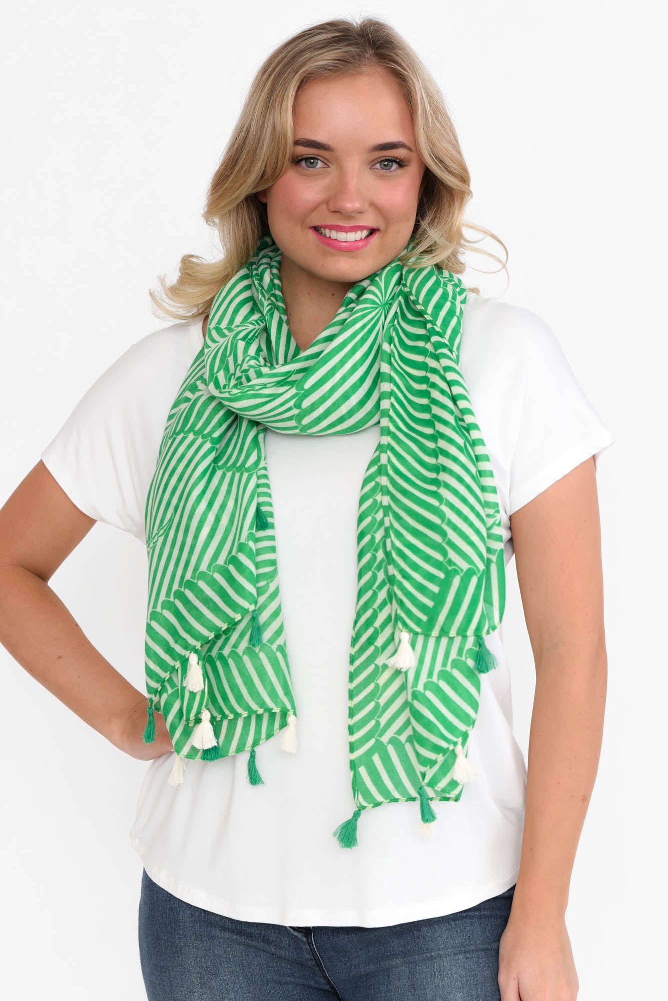 Alize Green Geometric Scarf