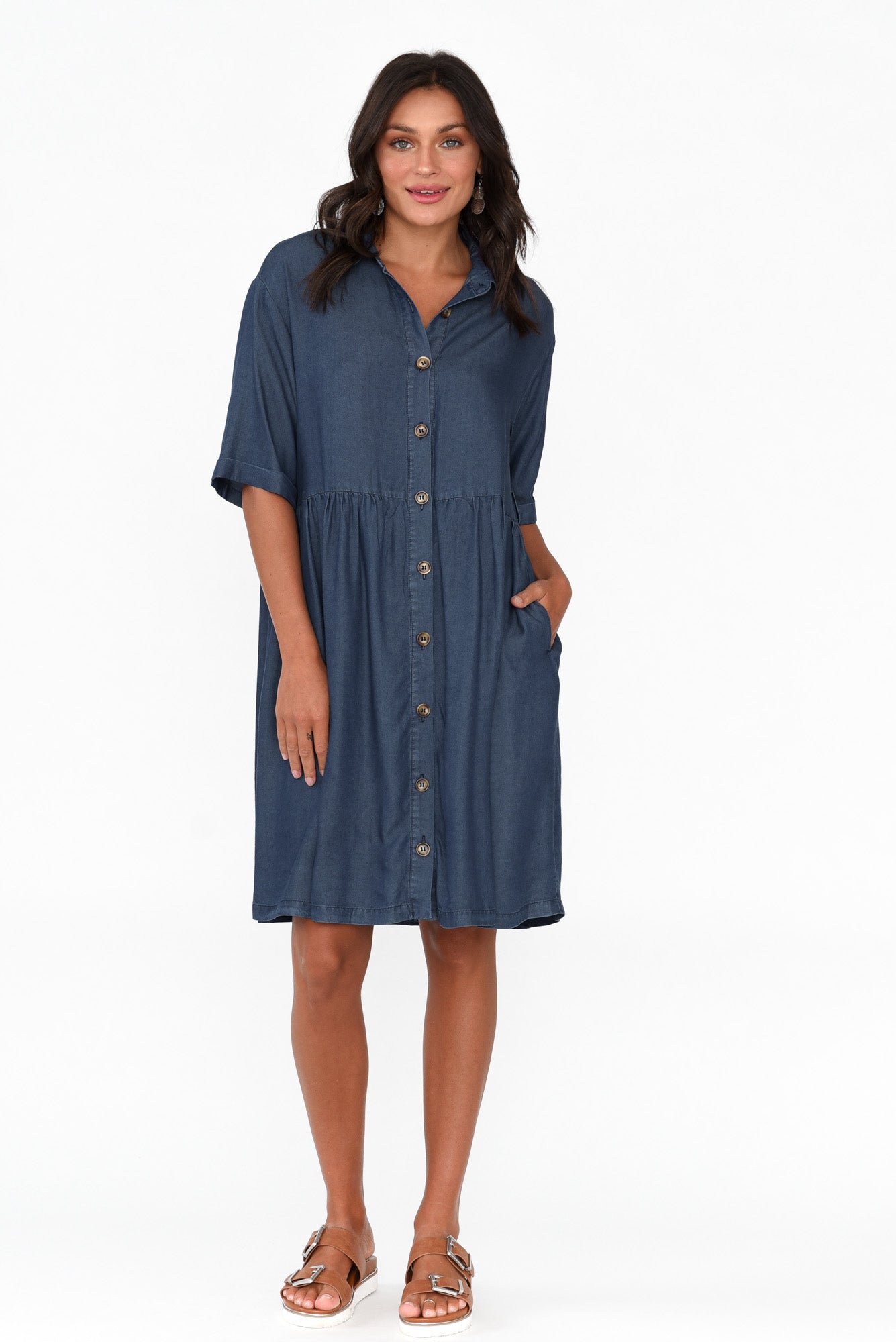 Miley Blue Denim Shirt Dress